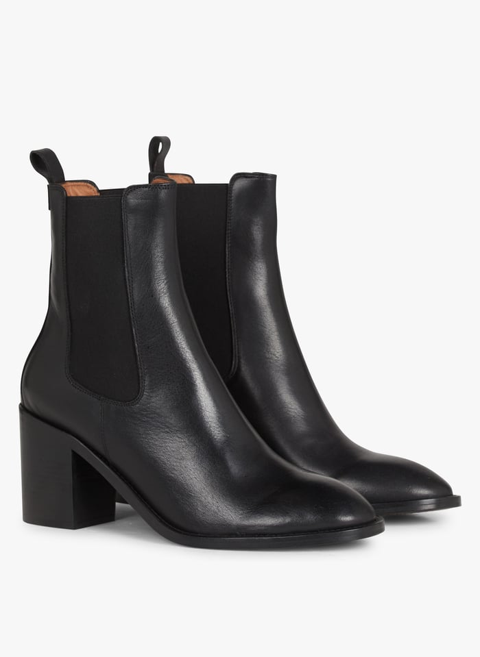 Chelsea boots talon en cuir Noir