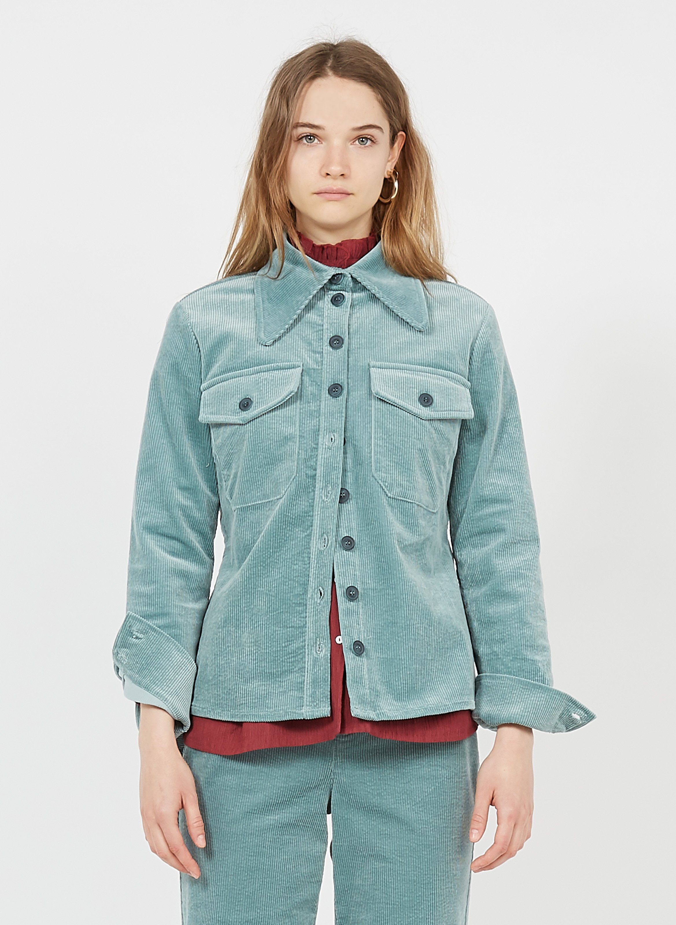 Chemise Col Classique En Velours Côtelé Green Grey Antik Batik - Femme |  Place des Tendances