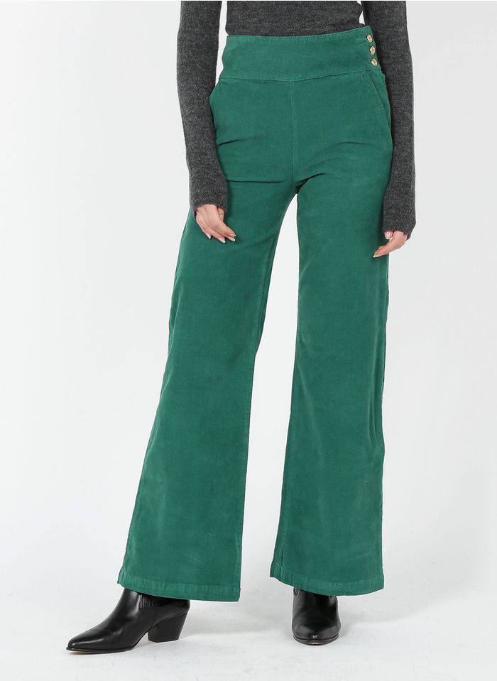ANTOINE & LILI Pantalon large en velours milleraies Vert