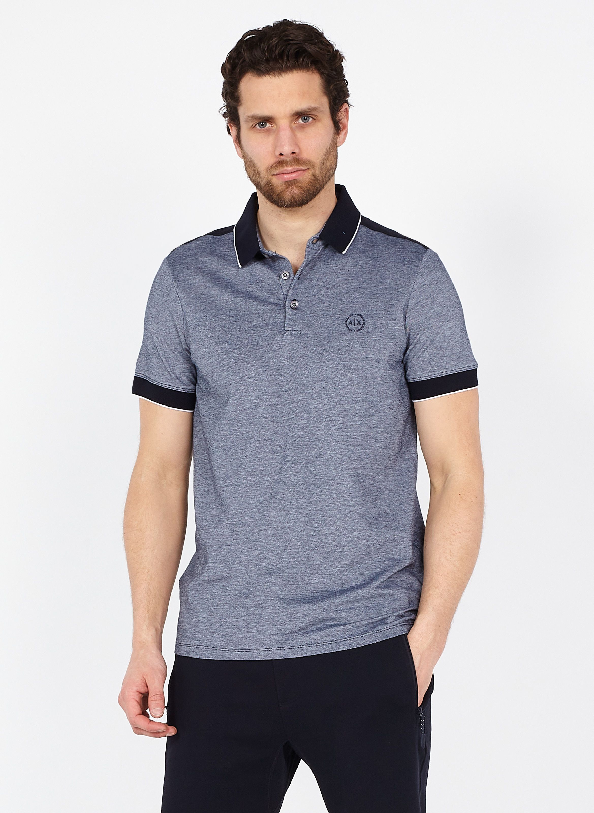 ARMANI EXCHANGE Polo regular fit en coton Bleu