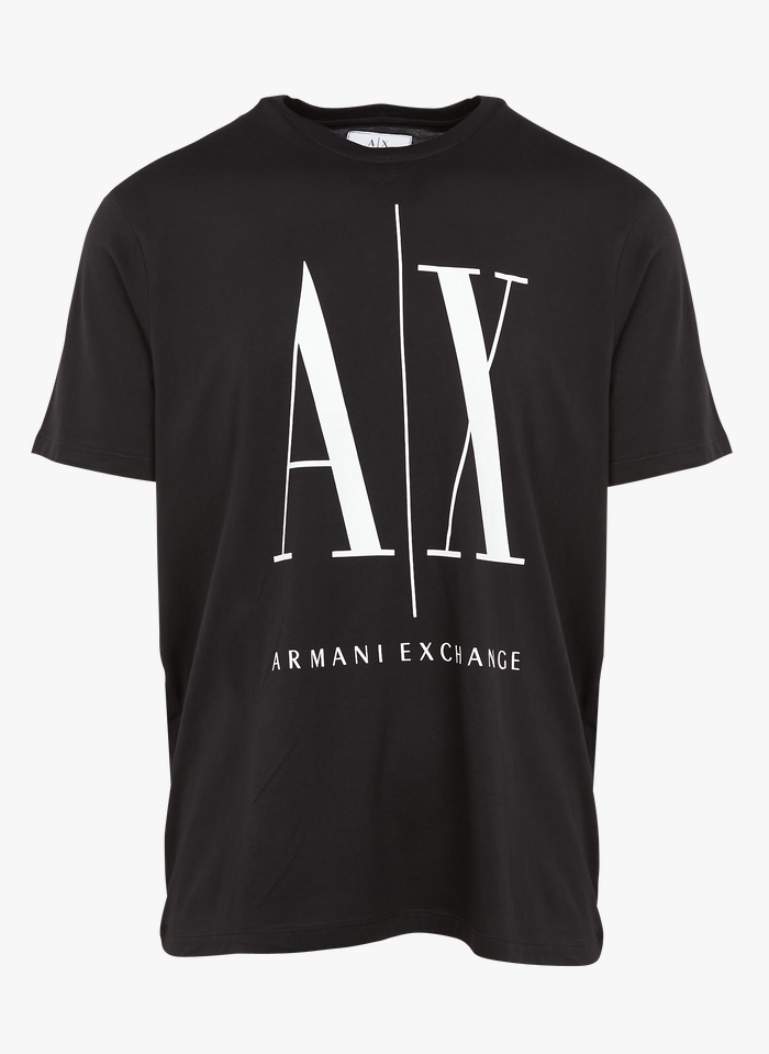 ARMANI EXCHANGE Tee-shirt col rond regular-fit sérigraphié en coton | Noir
