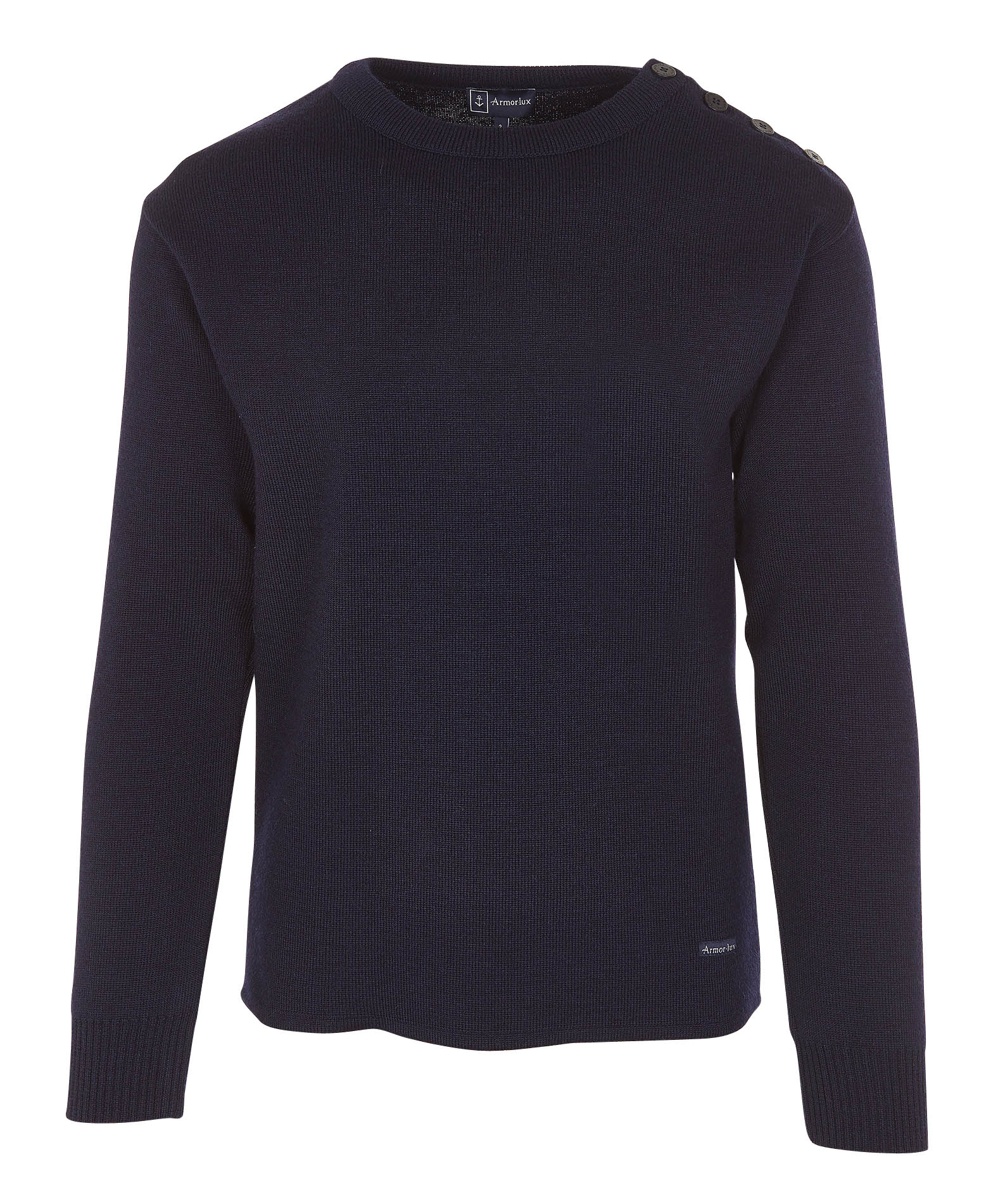 Pull col rond regular fit en laine Bleu