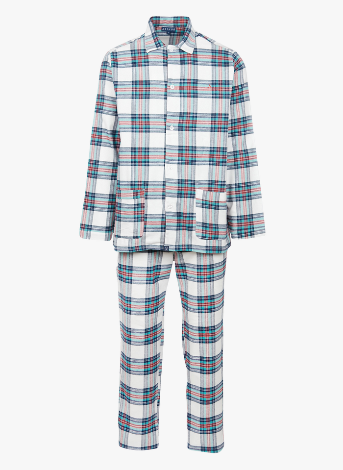 ARTHUR Pyjama à carreaux en flanelle de coton Blanc