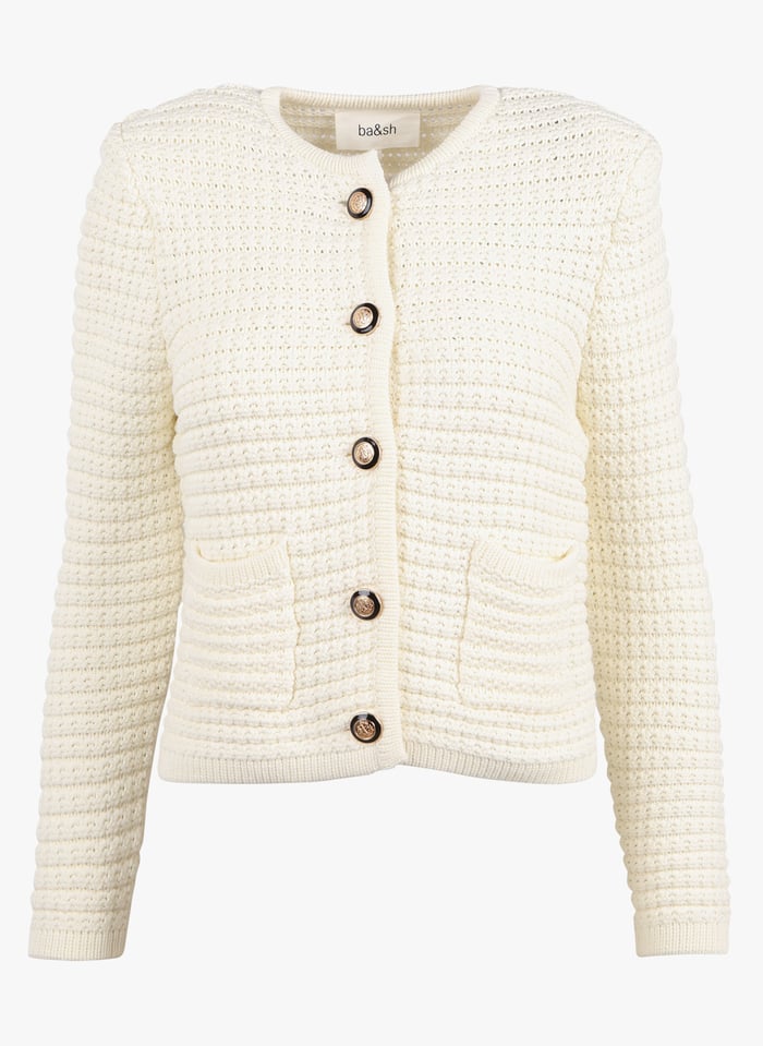 Gilet Col Rond En Coton Melange Ecru Ba Sh Femme Place Des Tendances Gilet Col Rond En Coton Melange Ecru Ba Sh Femme Place Des Tendances
