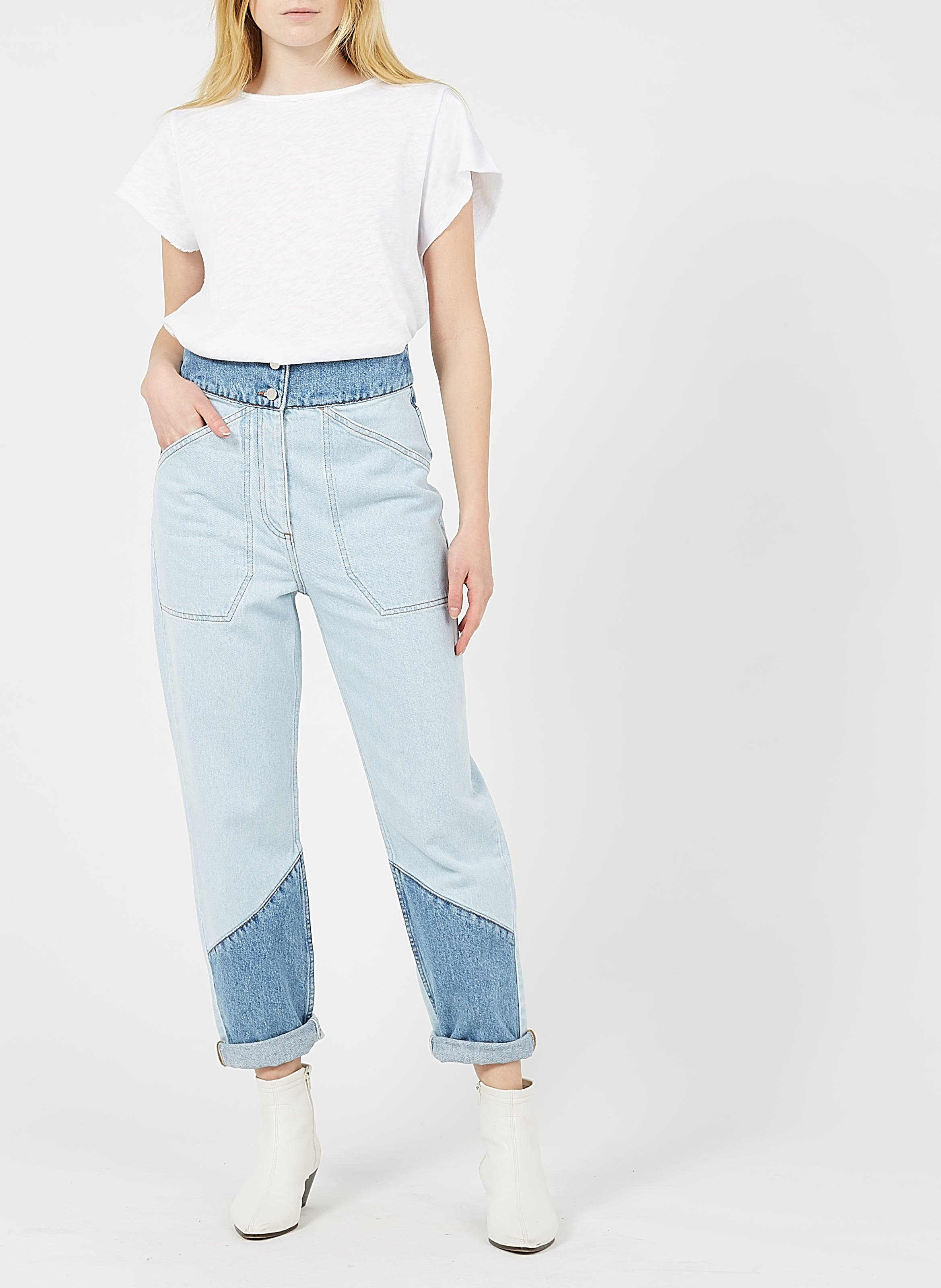 Jean Bicolore En Coton Bluejeans Ba & Sh - Femme | Place des Tendances jean bicolore taille haute