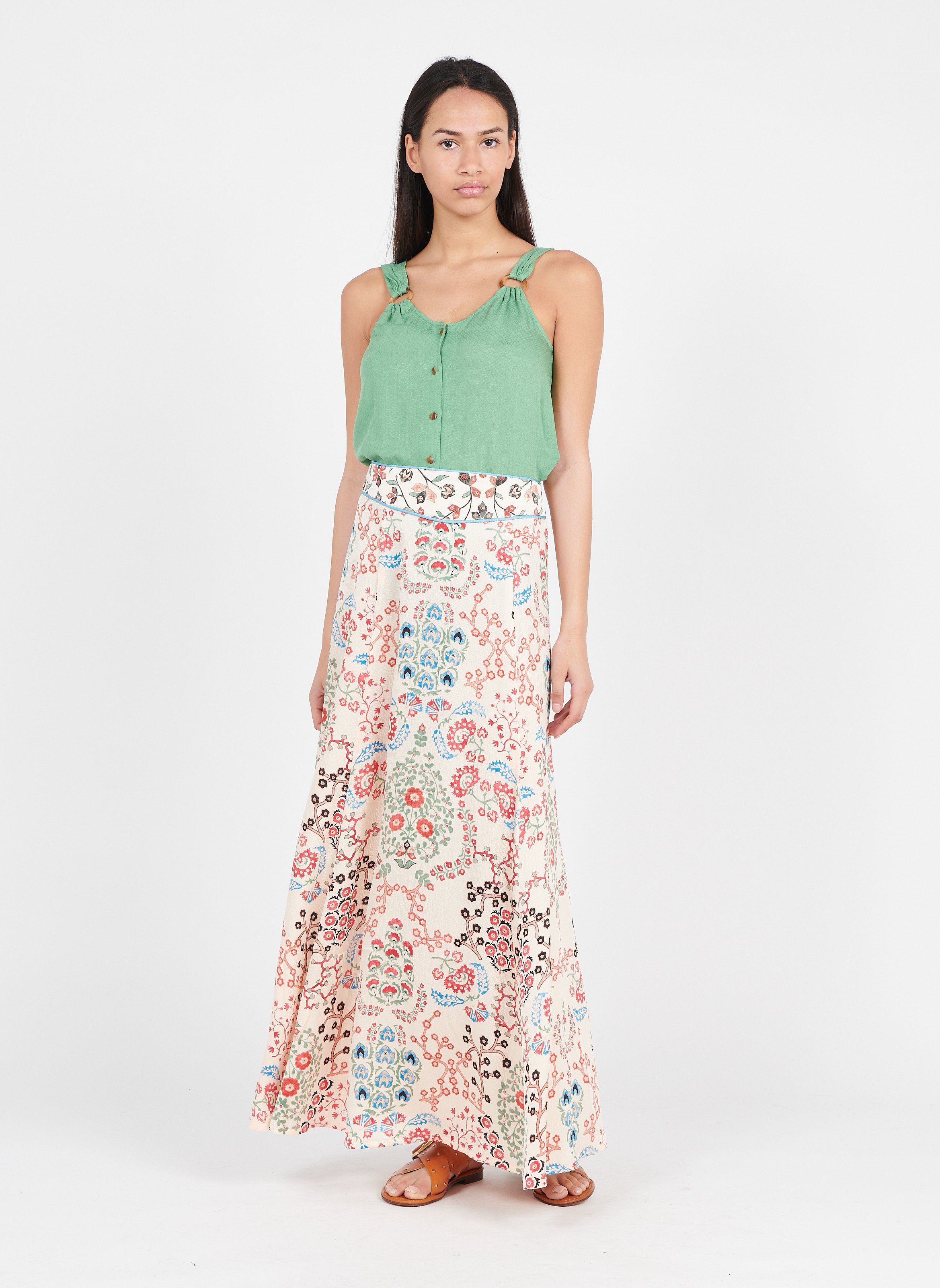 Robe Longue Col V Imprimee Fushia Ba Sh Femme Place Des Tendances