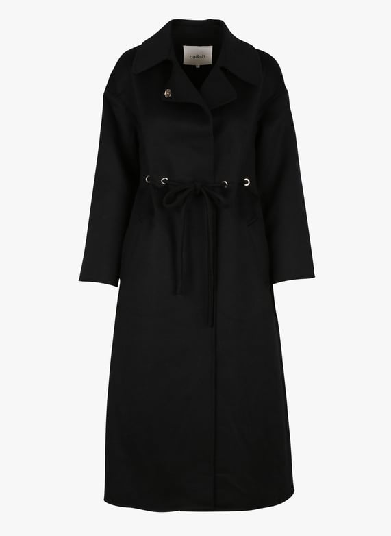 BA SH KATE Manteau long col classique en laine melangee Noir