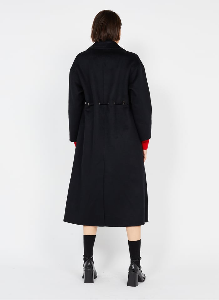 Manteau Long Col Classique En Laine Mélangée Noir Ba & Sh - Femme ...