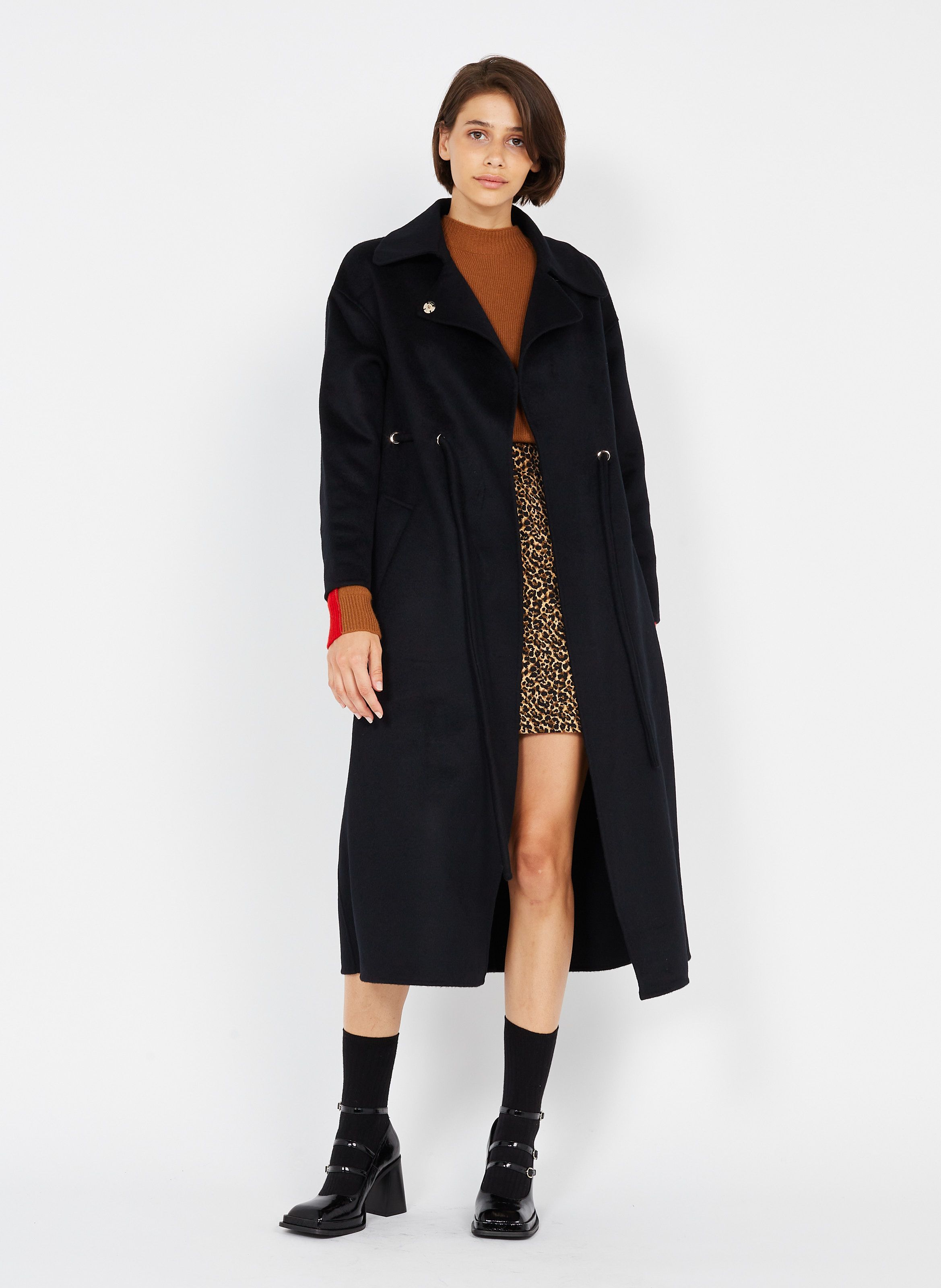 Manteau noir discount en laine femme