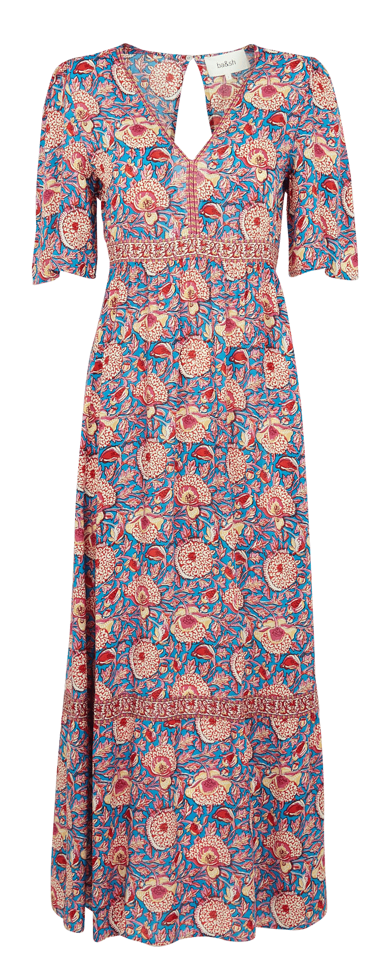 Robe Longue Col V Imprimee Fushia Ba Sh Femme Place Des Tendances