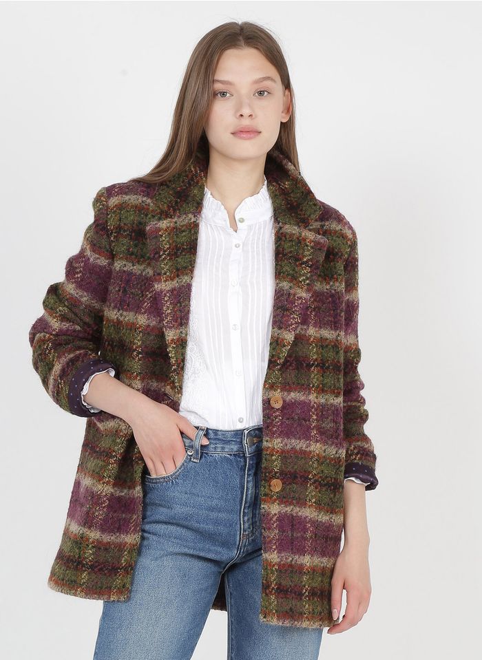 BELLA JONES Manteau col tailleur à carreaux en laine mélangée Multicolore