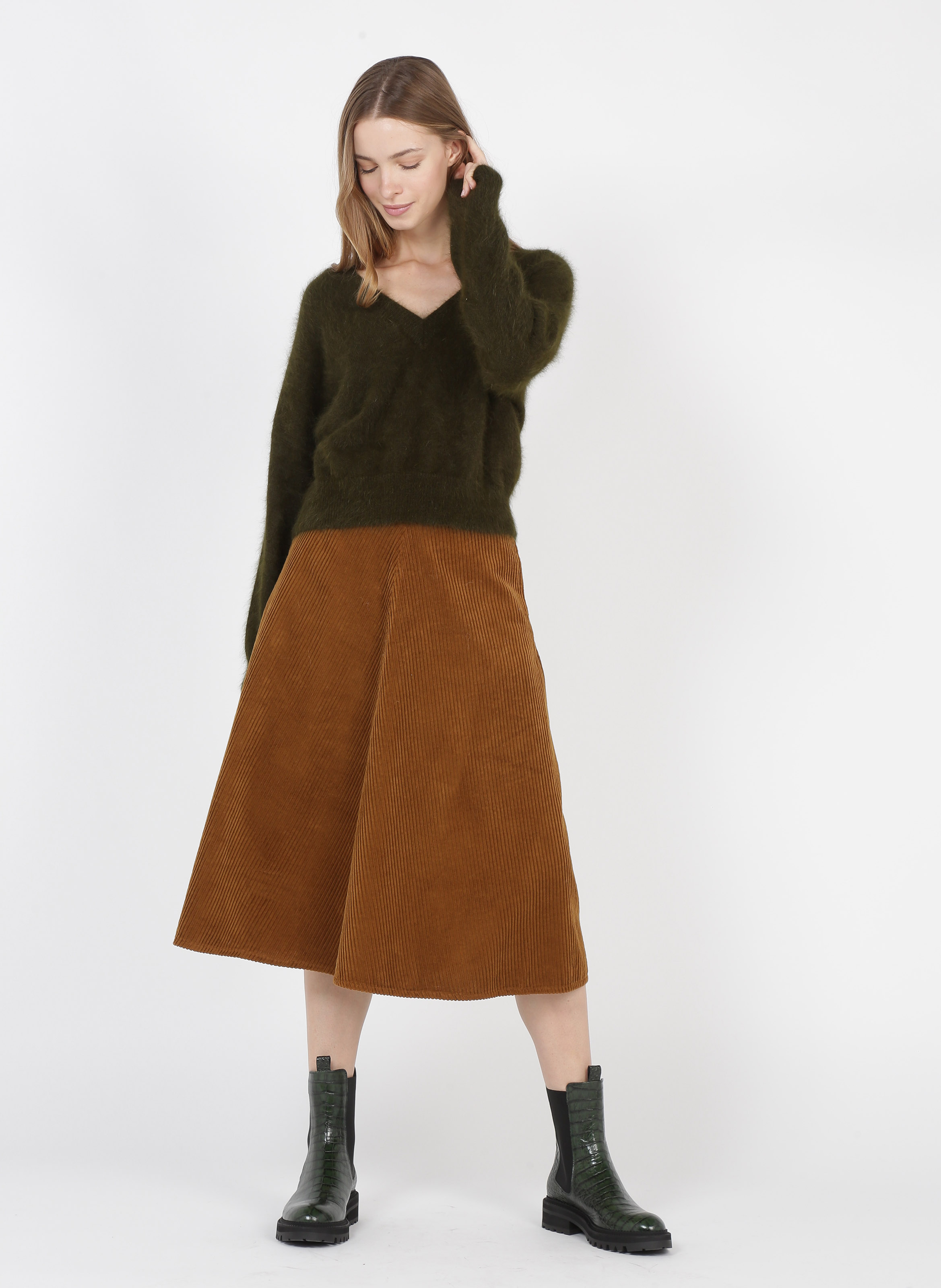 Jupe Midi En Velours Côtelé Volcano Bellerose Femme Place des Tendances