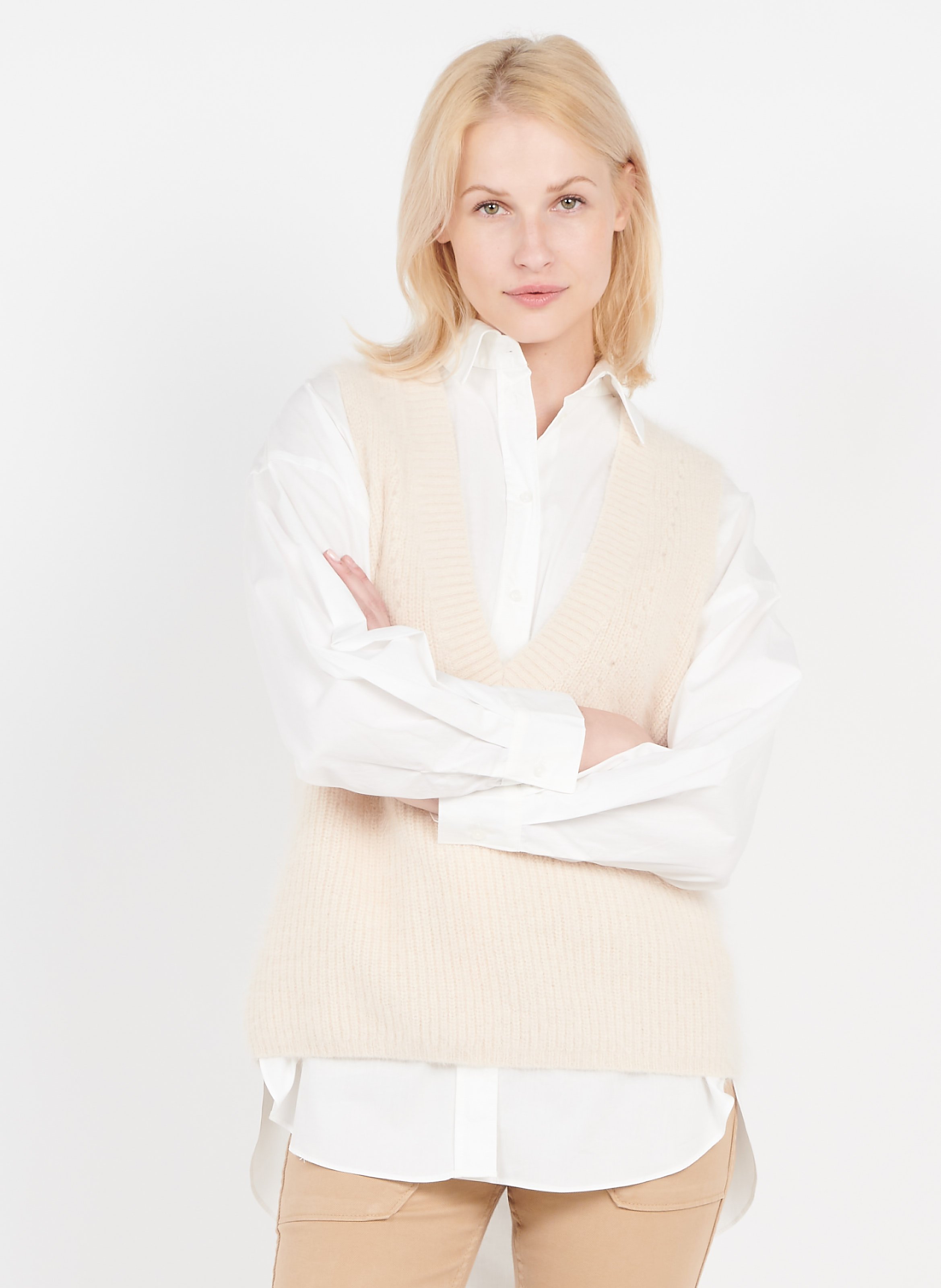 Pull Femme Beige Bellerose Col V - Taille M (38), Occasion Parfait état