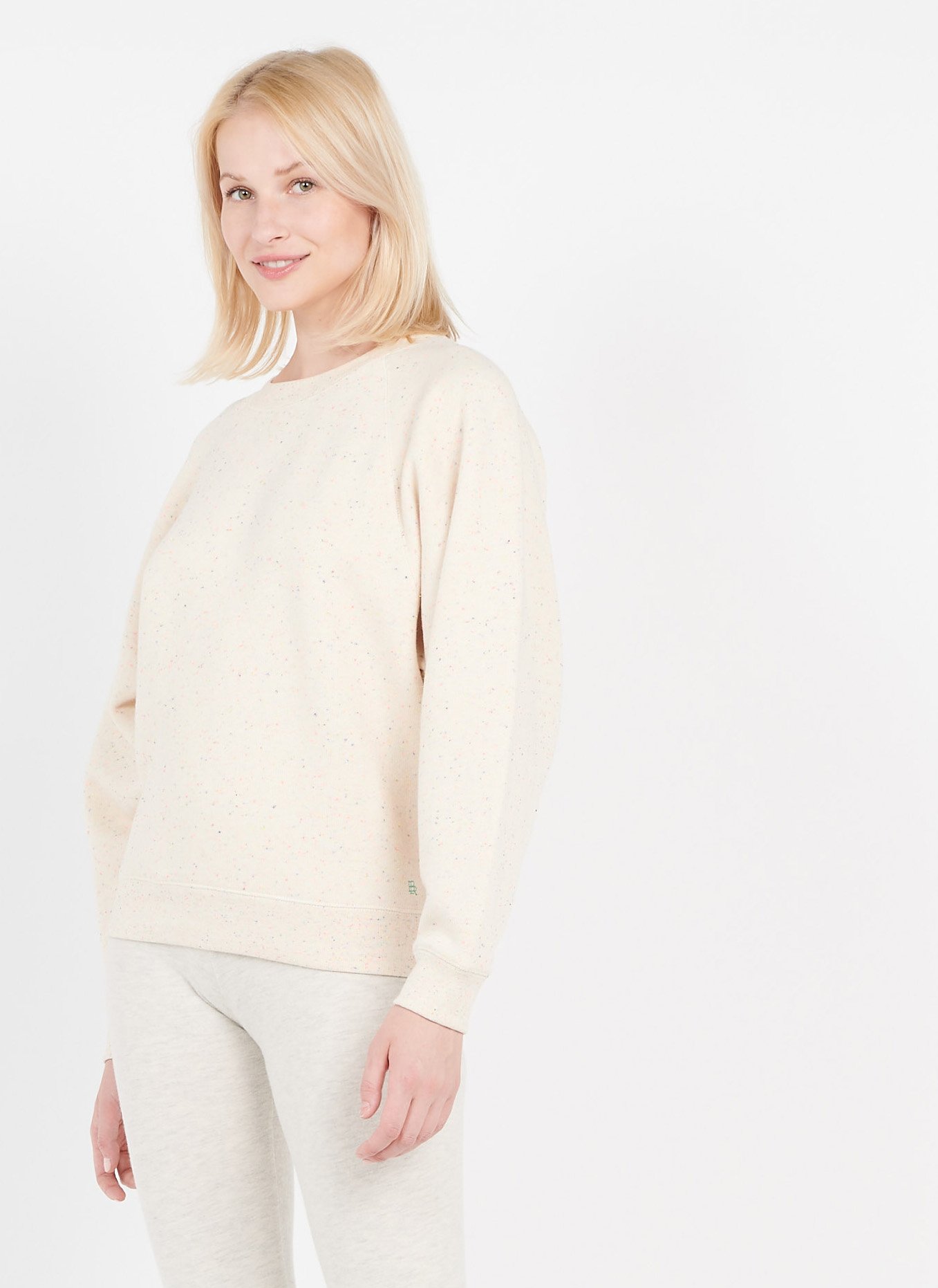 Pull chaud raglan col montant moucheté - Ecru - Femme - 29.99