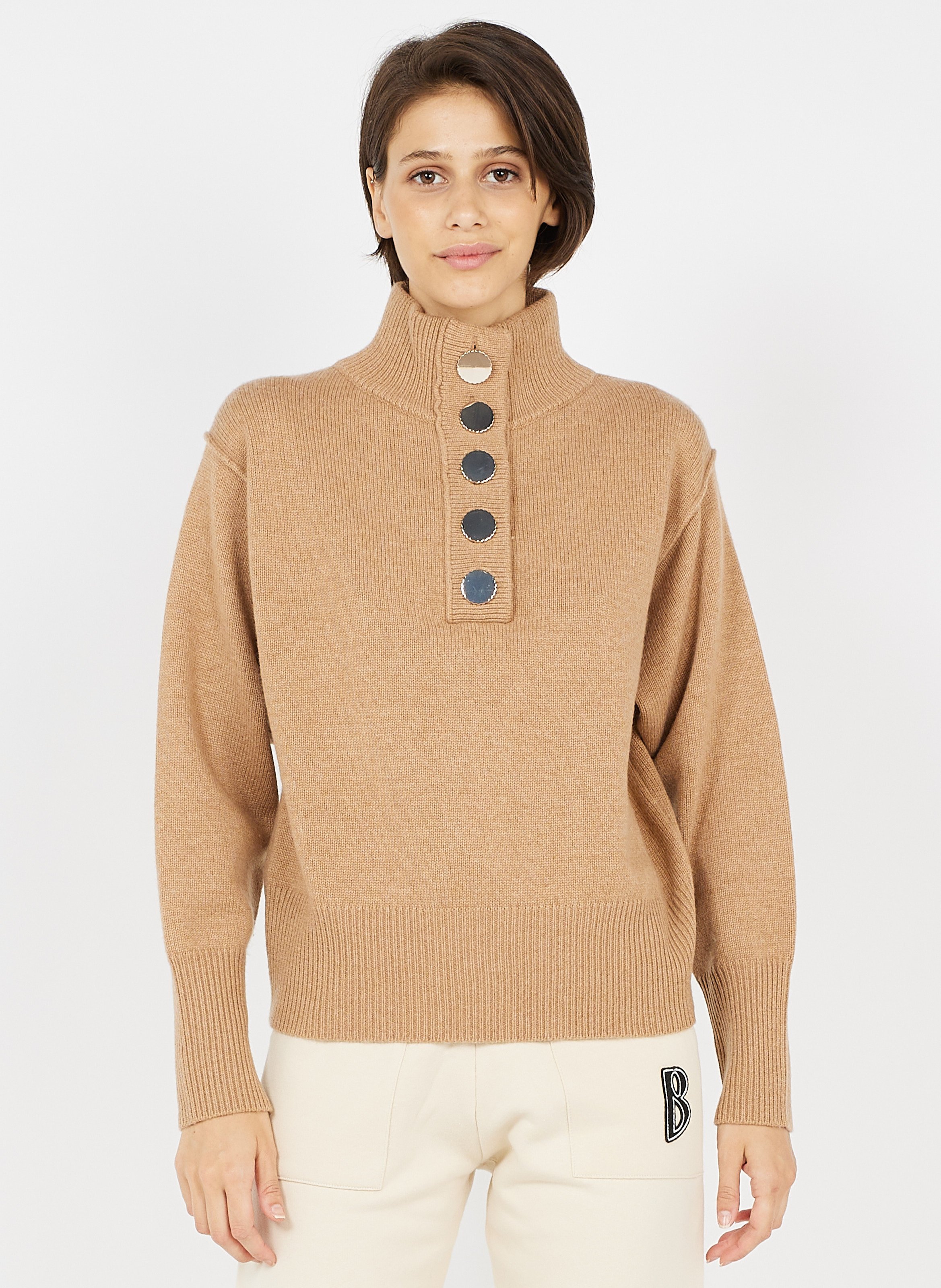 Pullover Rose Femme Berenice Taille 36 En Laine Cachemire - Occasion Très Bon état, Manches Courtes