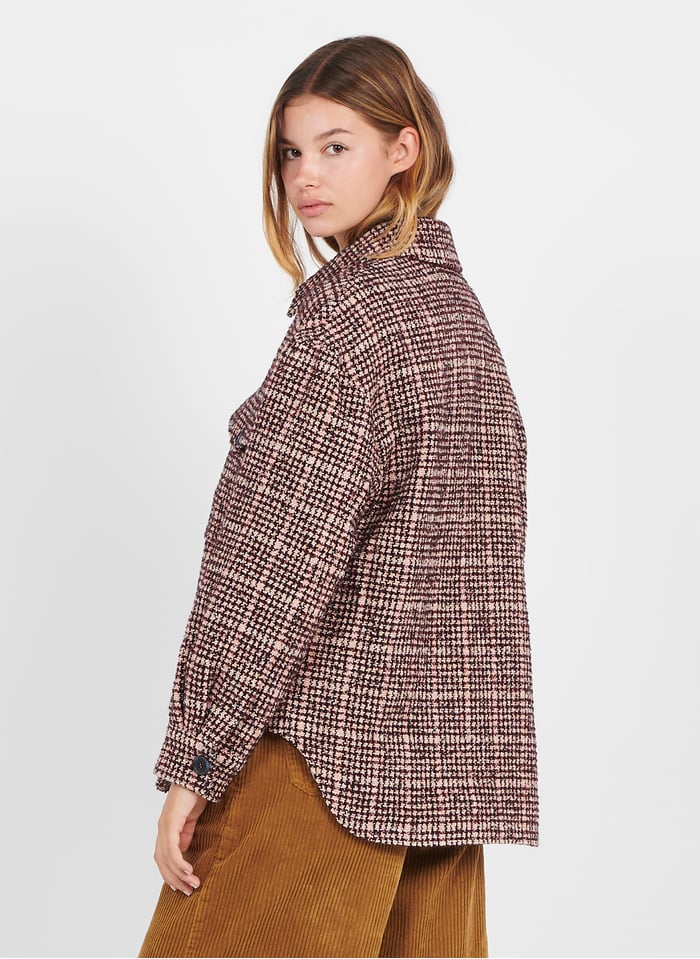 Surchemise Col Classique Jacquard En Laine Mélangée Tweed Bonton ...