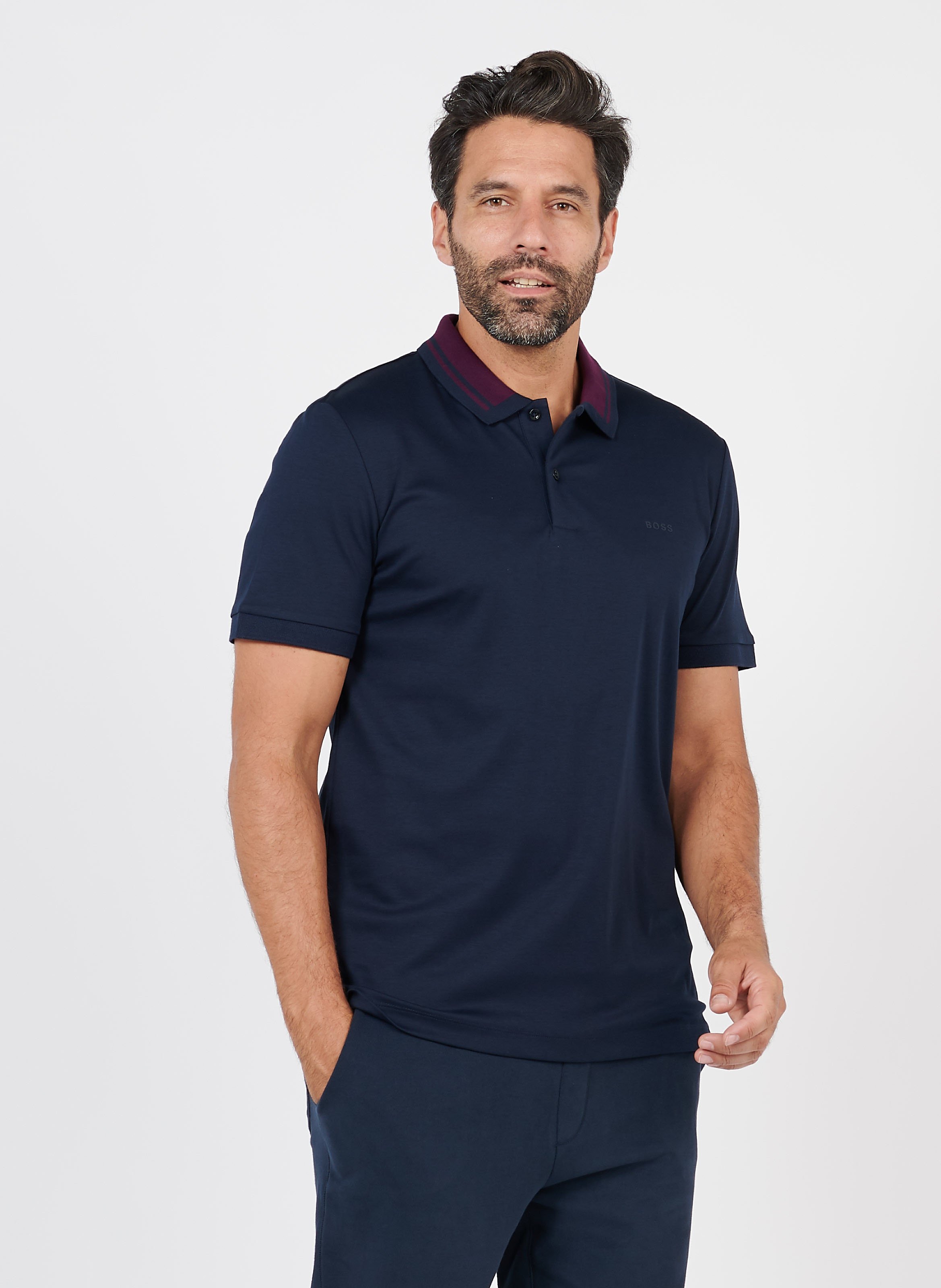 Soldes Polo Slim Fit En Coton Bleu Foncé Boss - Homme | Place des Tendances