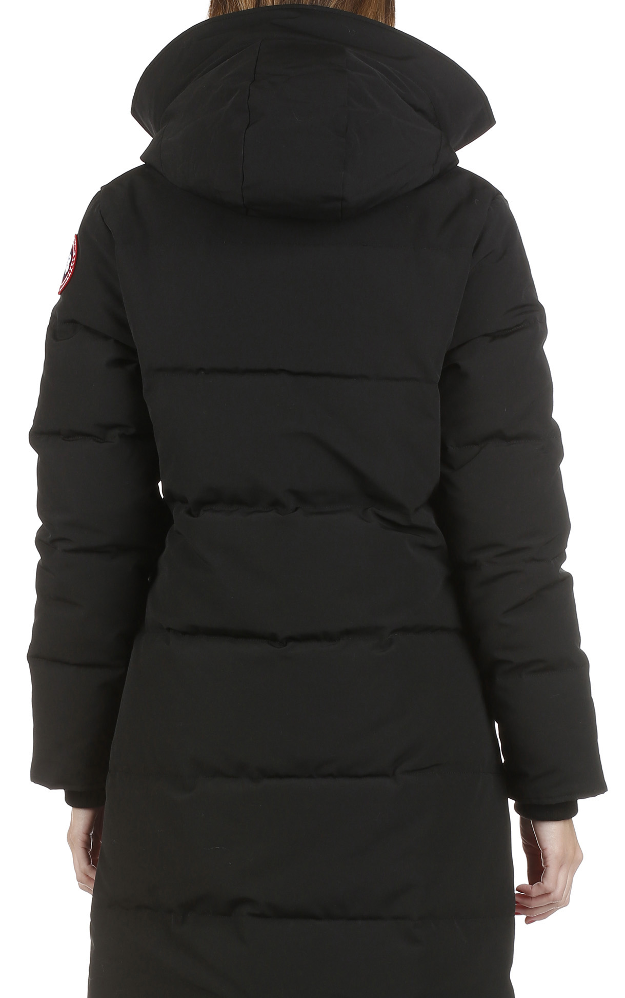 Doudoune Longue Cintr?�e Col Montant ?� Capuche Fourrure Black Canada Goose - Femme | Place des 