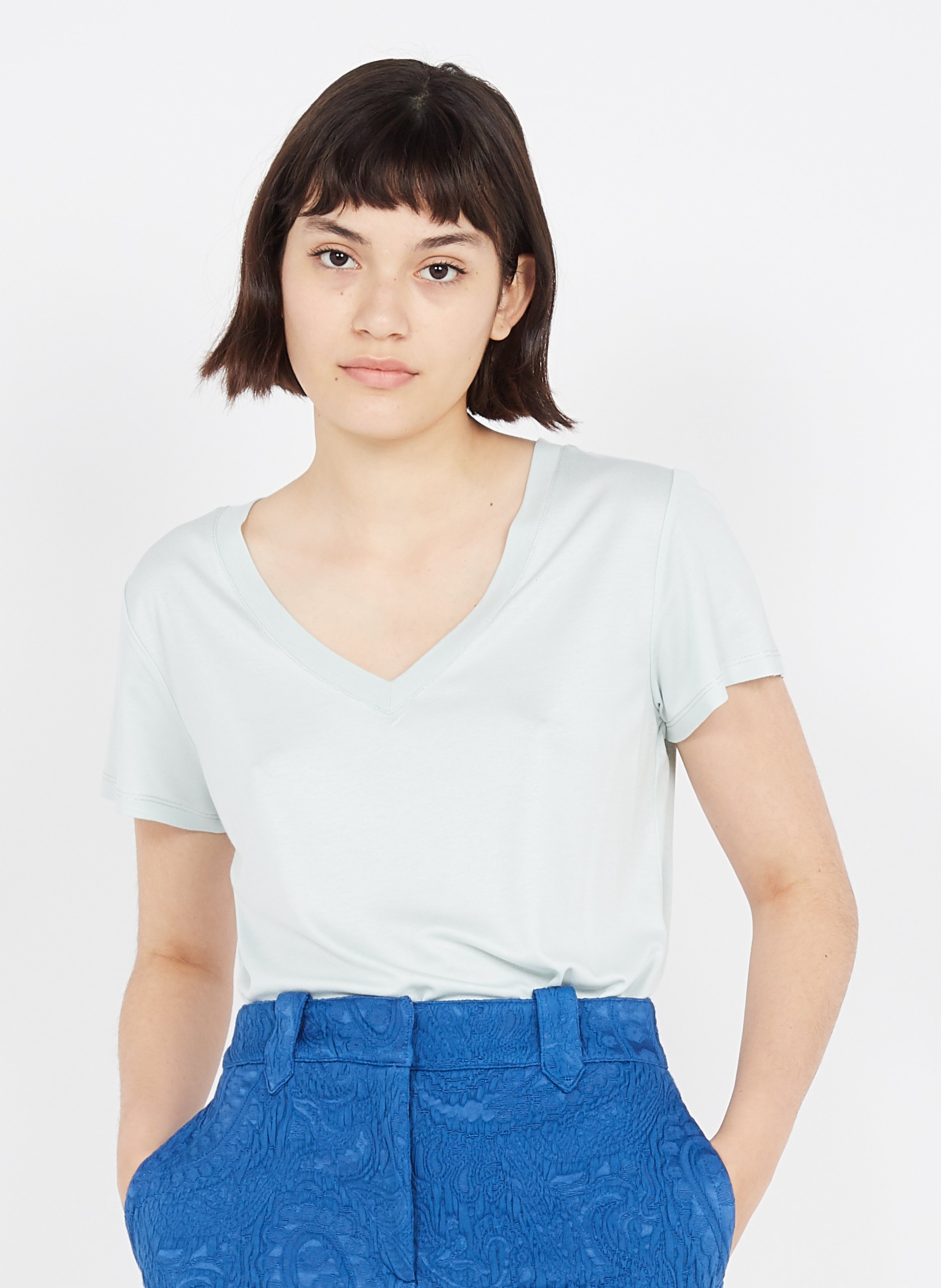 T-shirt Caroll Imprimé Plumes Vertes Avec Paillettes - Taille 44, Occasion En Très Bon état