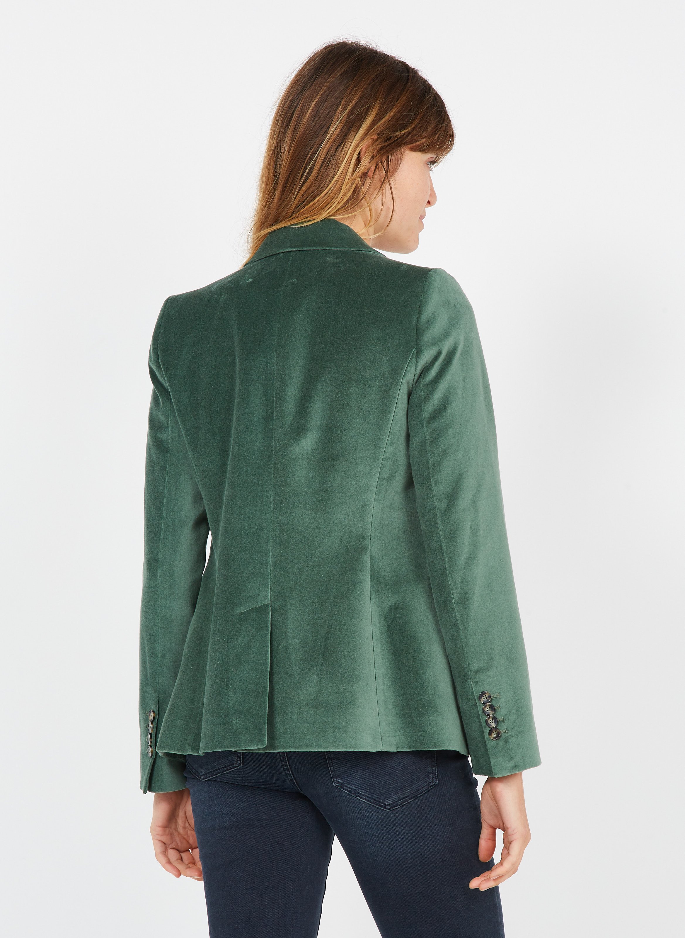 CAROLL Veste de tailleur en coton aspect velours Vert