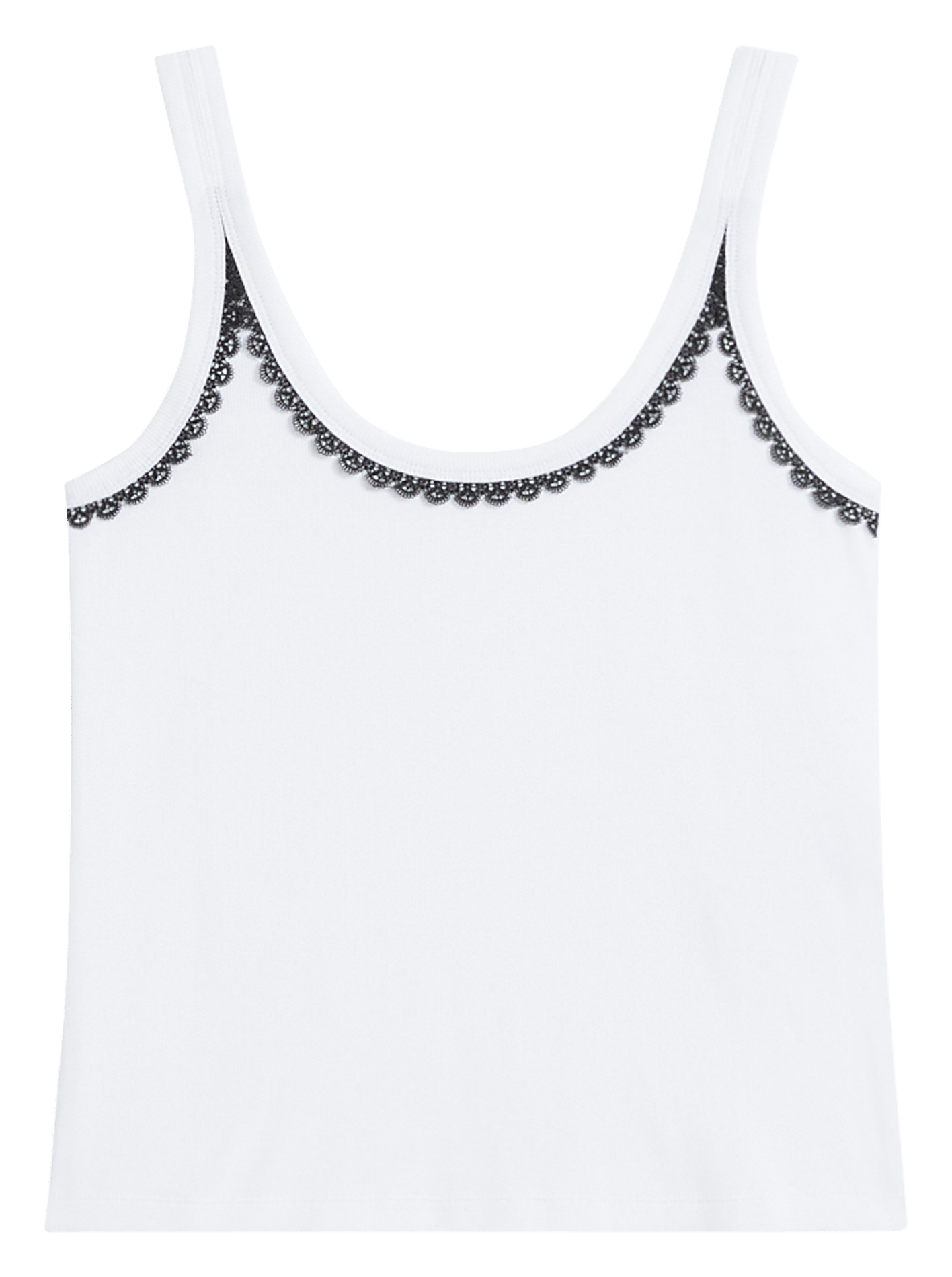 Débardeur Claudie Pierlot Blanc à Liseré Brodé - Taille 2 (équiv. 36) - Neuf Avec étiquettes