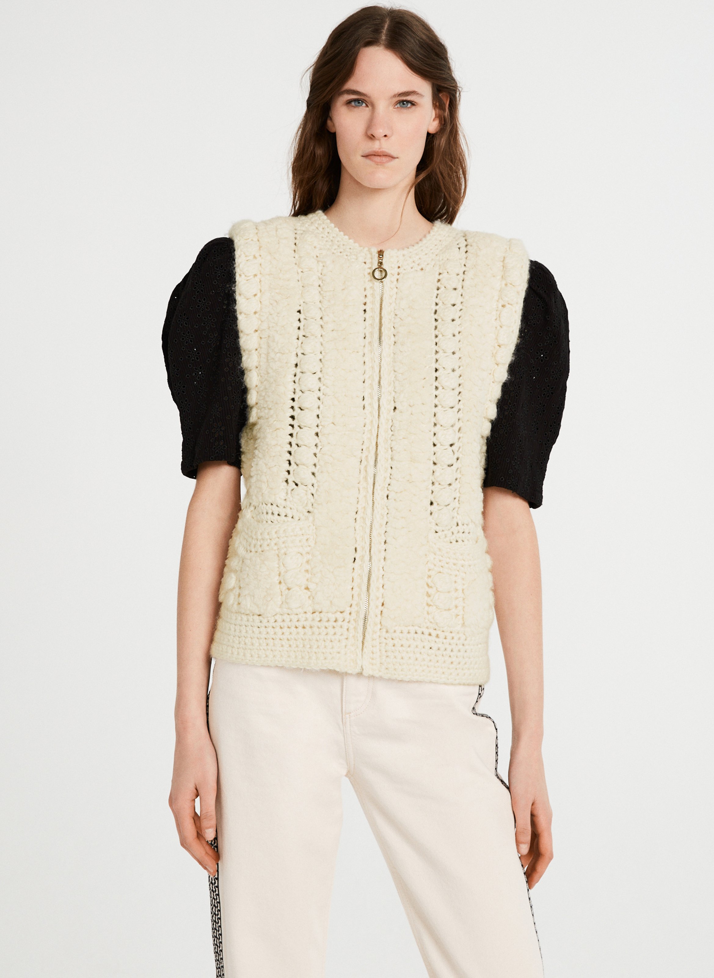 Cardigan Pull En Laine Claudie Pierlot - Taille 1, Marron - Neuf Jamais Porté (sans étiquette)