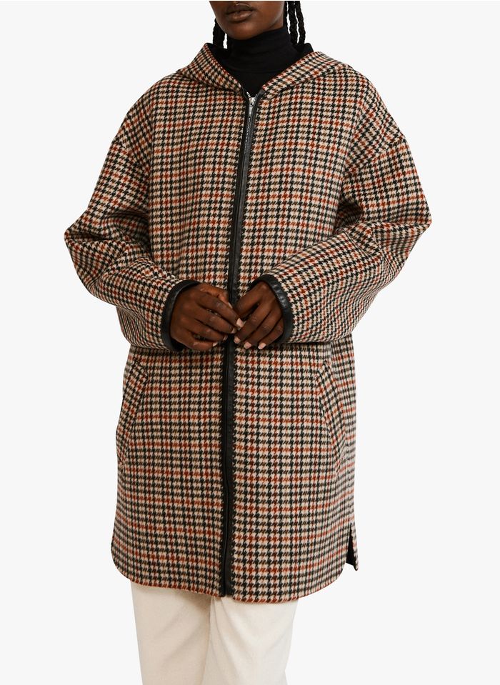 CLAUDIE PIERLOT Manteau mi-long motifs carreaux en laine mélangée Multicolore