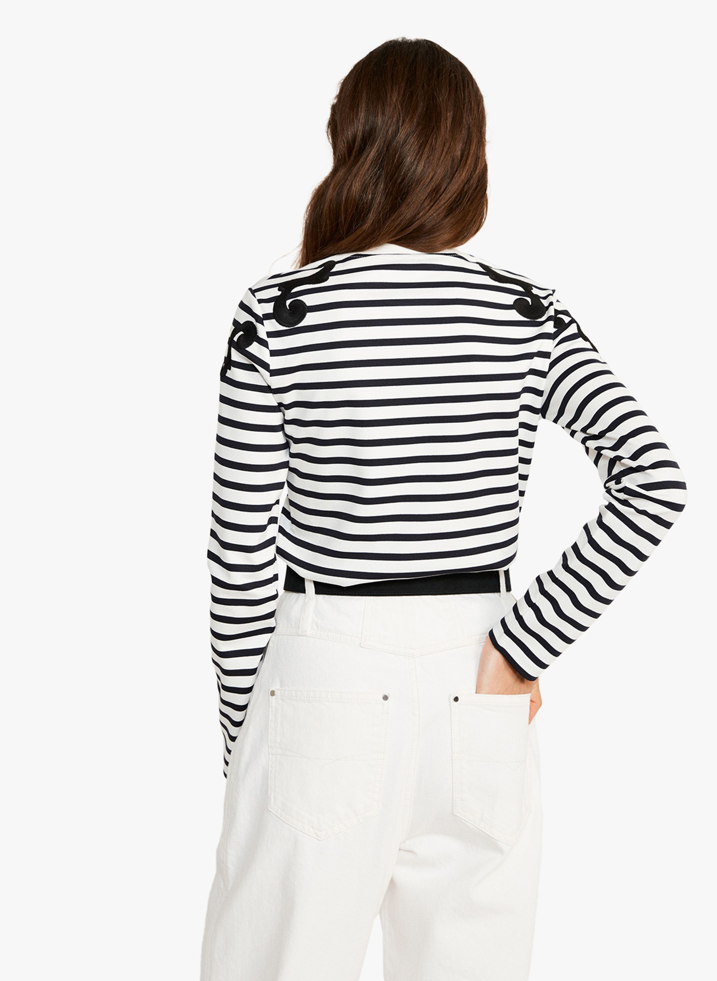 CLAUDIE PIERLOT Marini re col rond d tails brod s Blanc