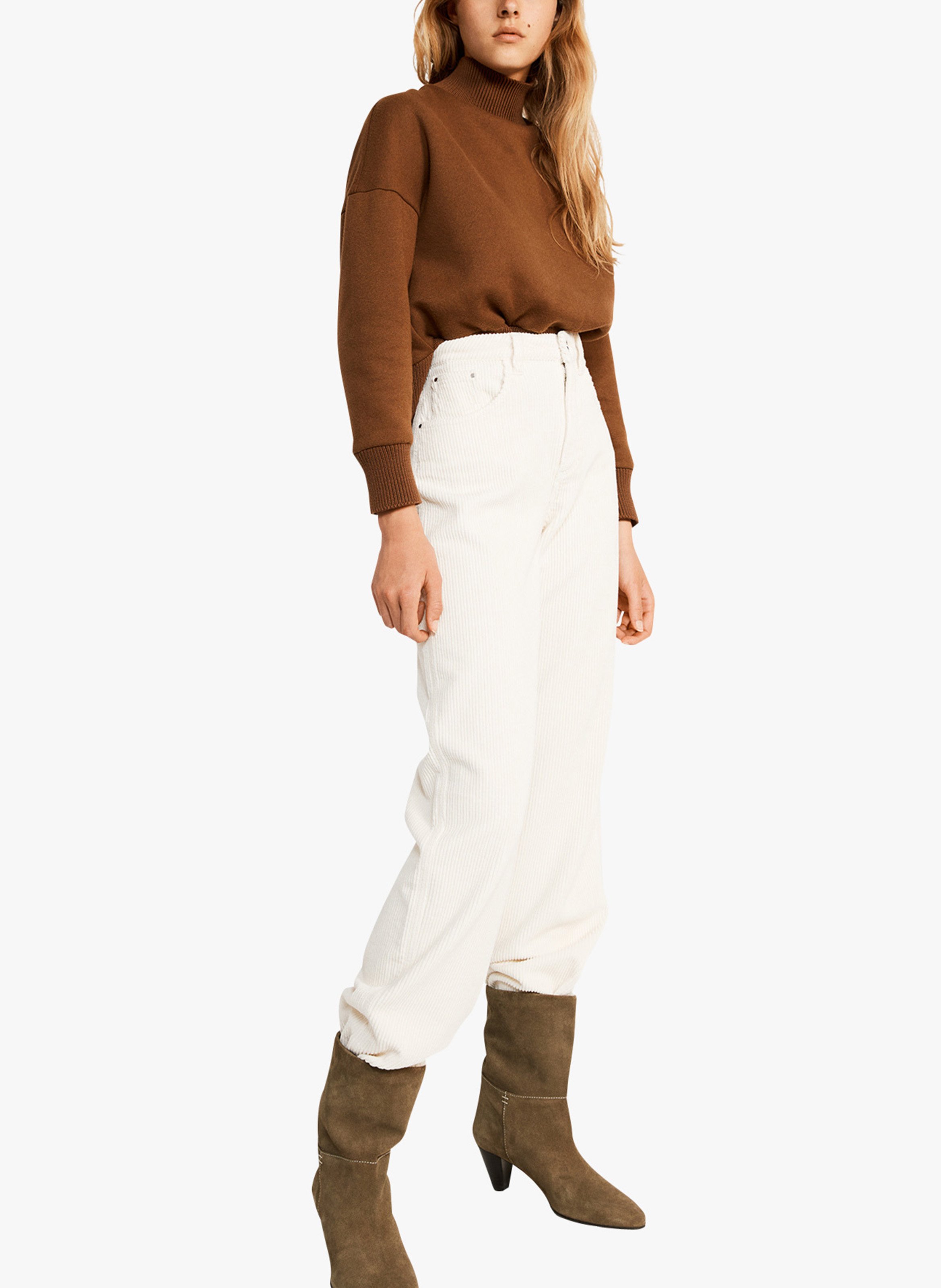 Pantalon Droit Taille Haute En Velours Côtelé Ivoire Claudie Pierlot -  Femme | Place des Tendances
