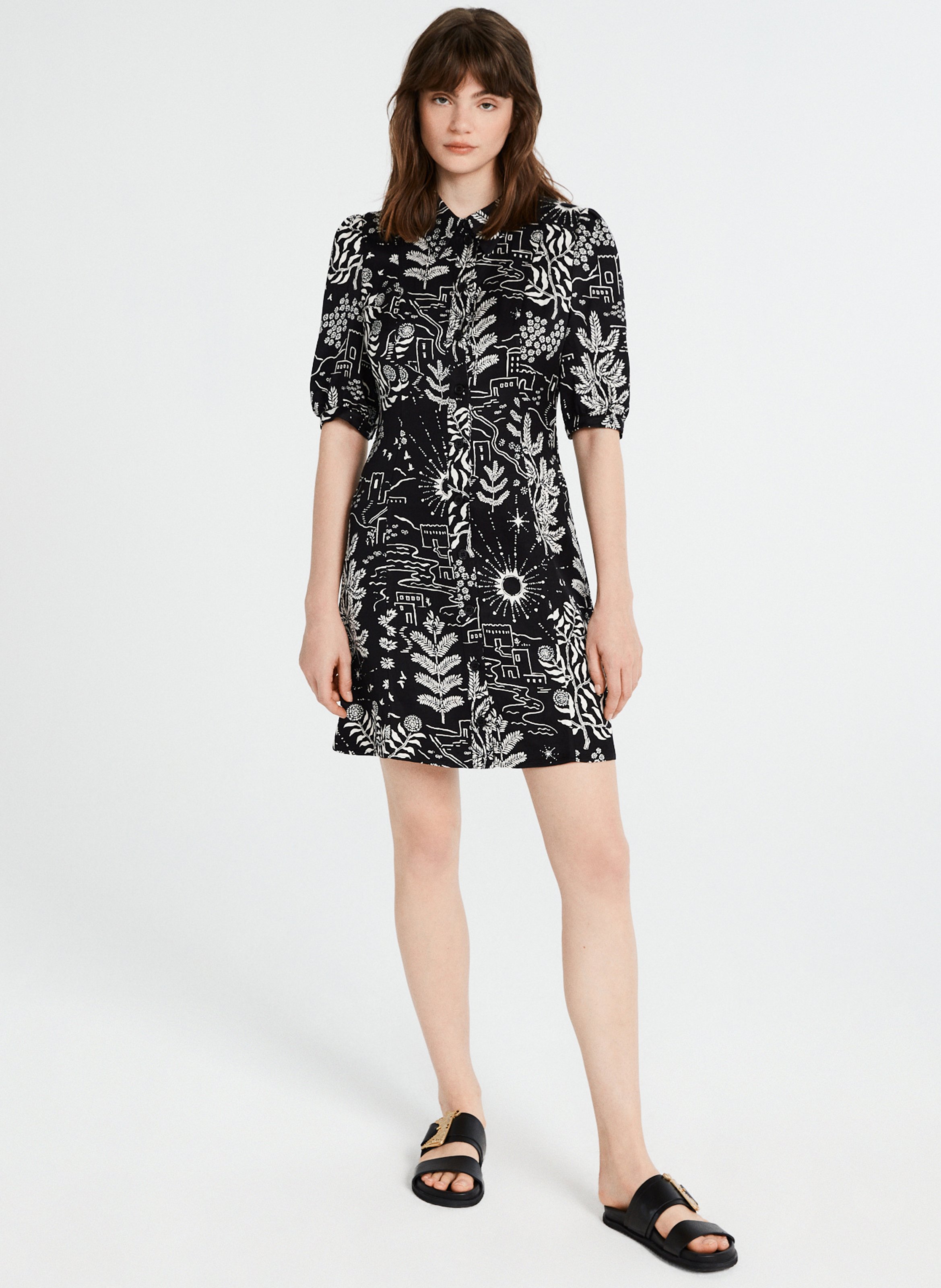 Robe Chemise Claudie Pierlot Taille 40, Noir, Matière Viscose Et Lin, état Très Bon