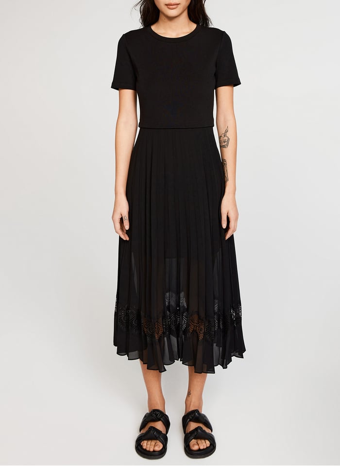 Claudie Pierlot Robe Portefeuille à Col à Revers Noir MA Claudie Pierlot Robe Portefeuille à Col à Revers Noir MA