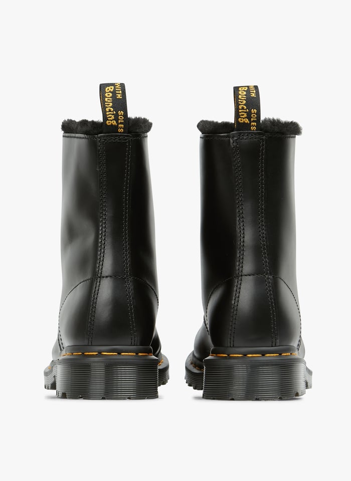 Dr. Martens En Cuir Fourr es Fausse Fourrure 1460 Serena Dark Grey