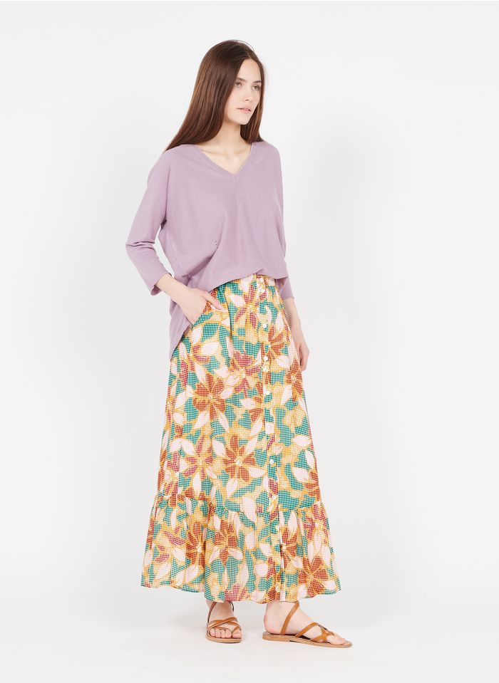 EKYOG Jupe longue à imprimé floral   | Multicolore