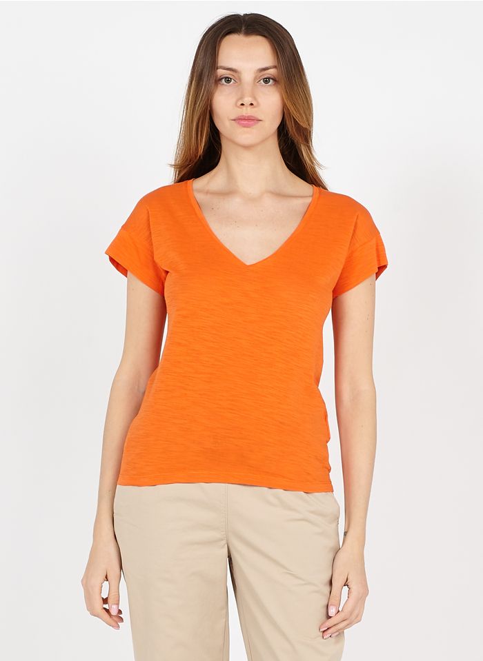 EKYOG Tee-shirt col V en coton bio | Orange
