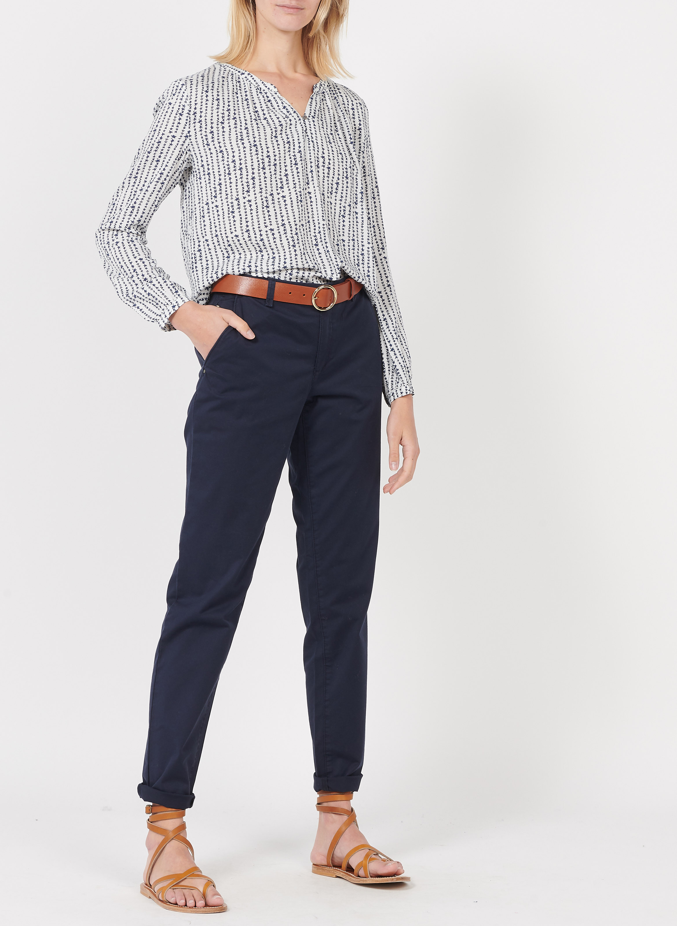 Chino Slimfit En Coton Navy Esprit Femme Place des Tendances
