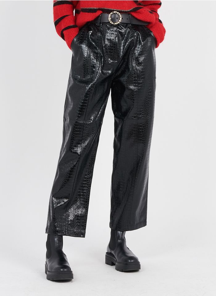 FRNCH Pantalon large effet cuir  | Noir
