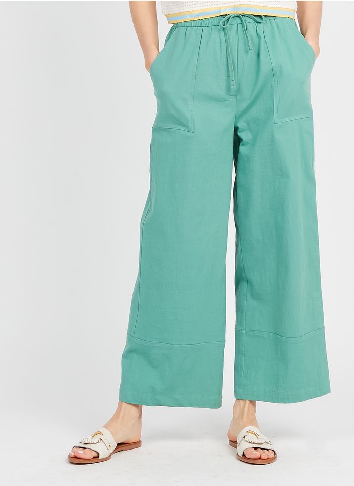 FRNCH Pantalon large taille haute en coton  | Bleu
