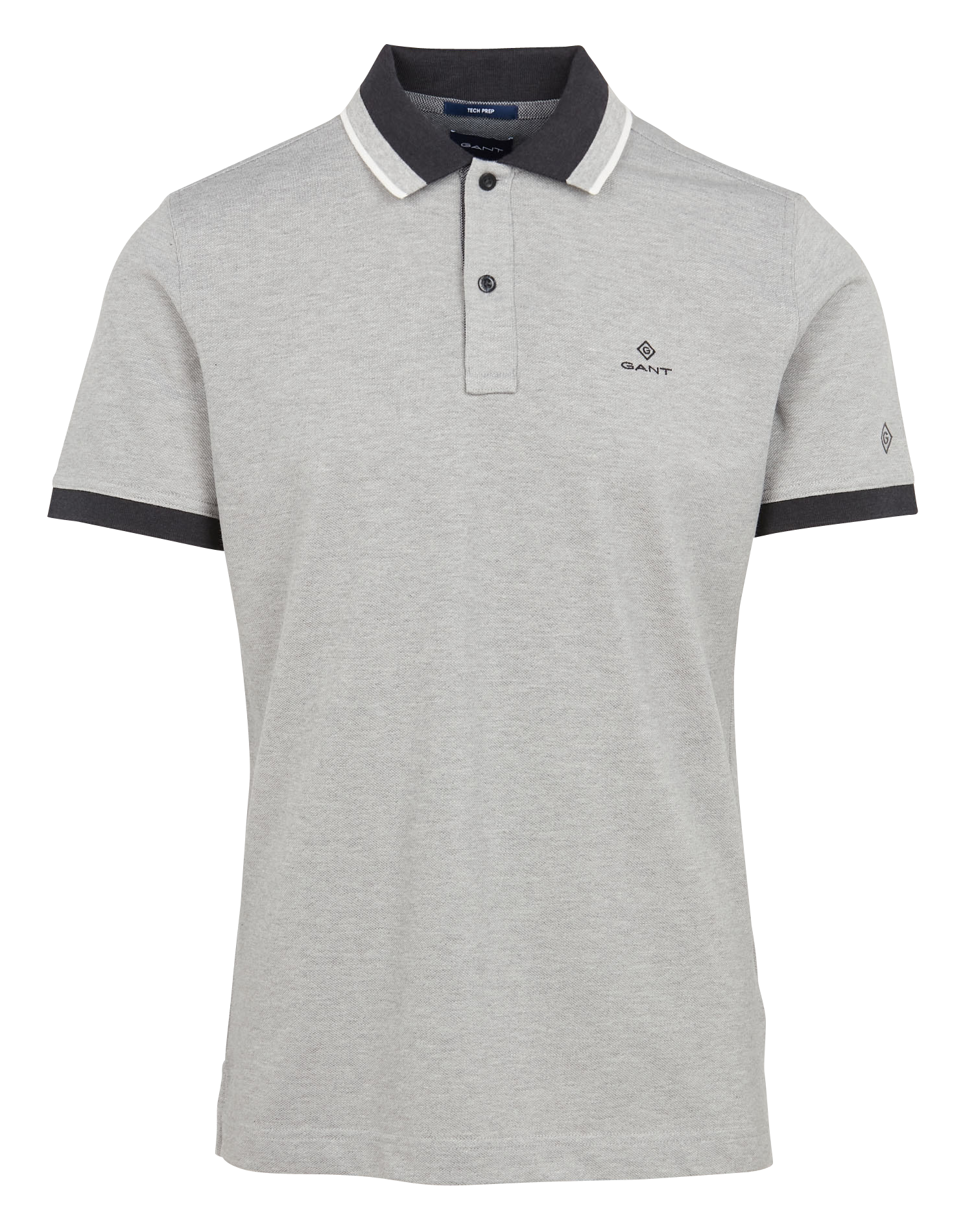 Polo Regular Fit En Coton Mélangé Gris Mel Gant Homme Place des
