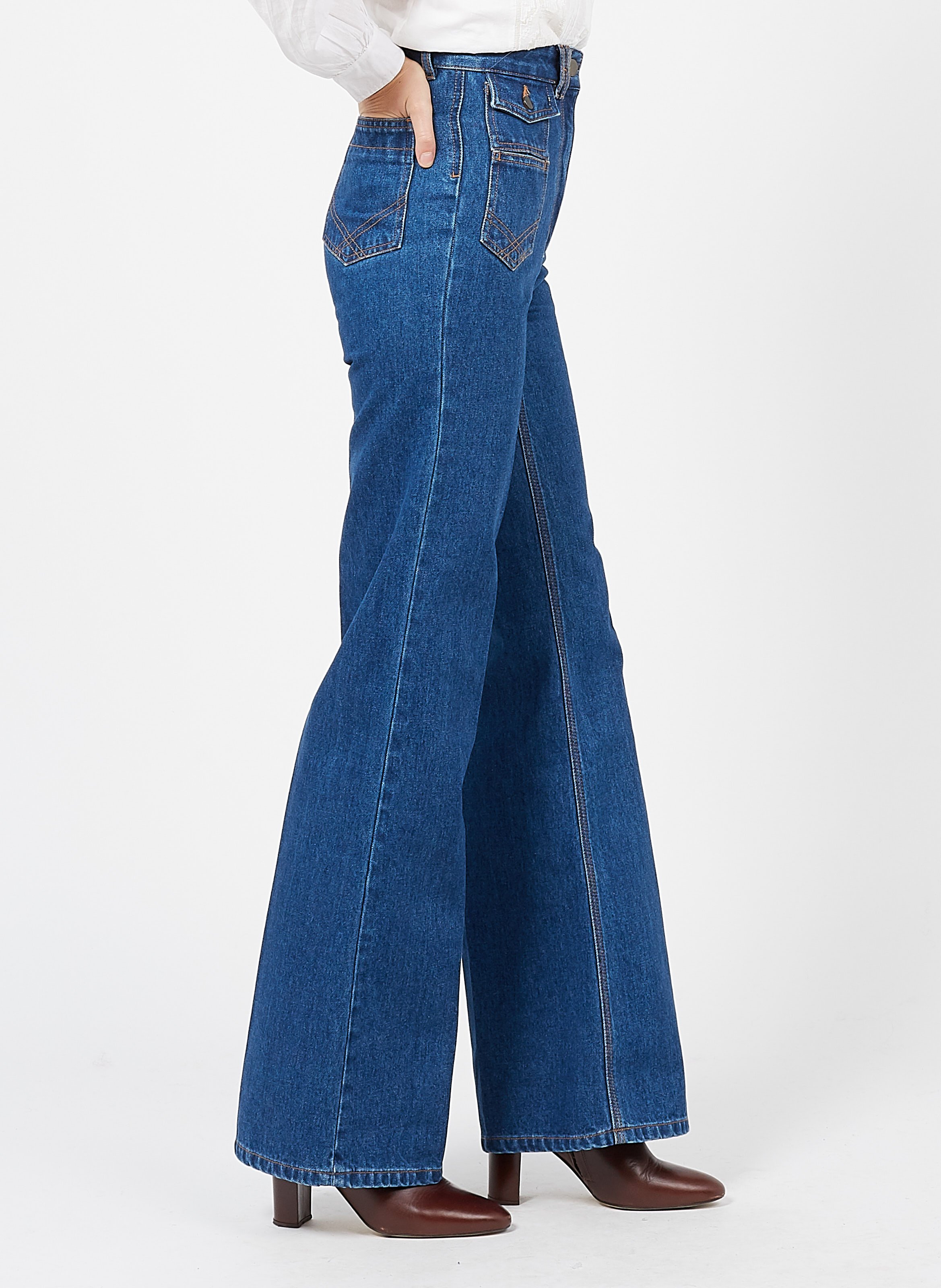Pantalon Gérard Darel Jean Bleu – Femme Taille 44, Coton Stretch