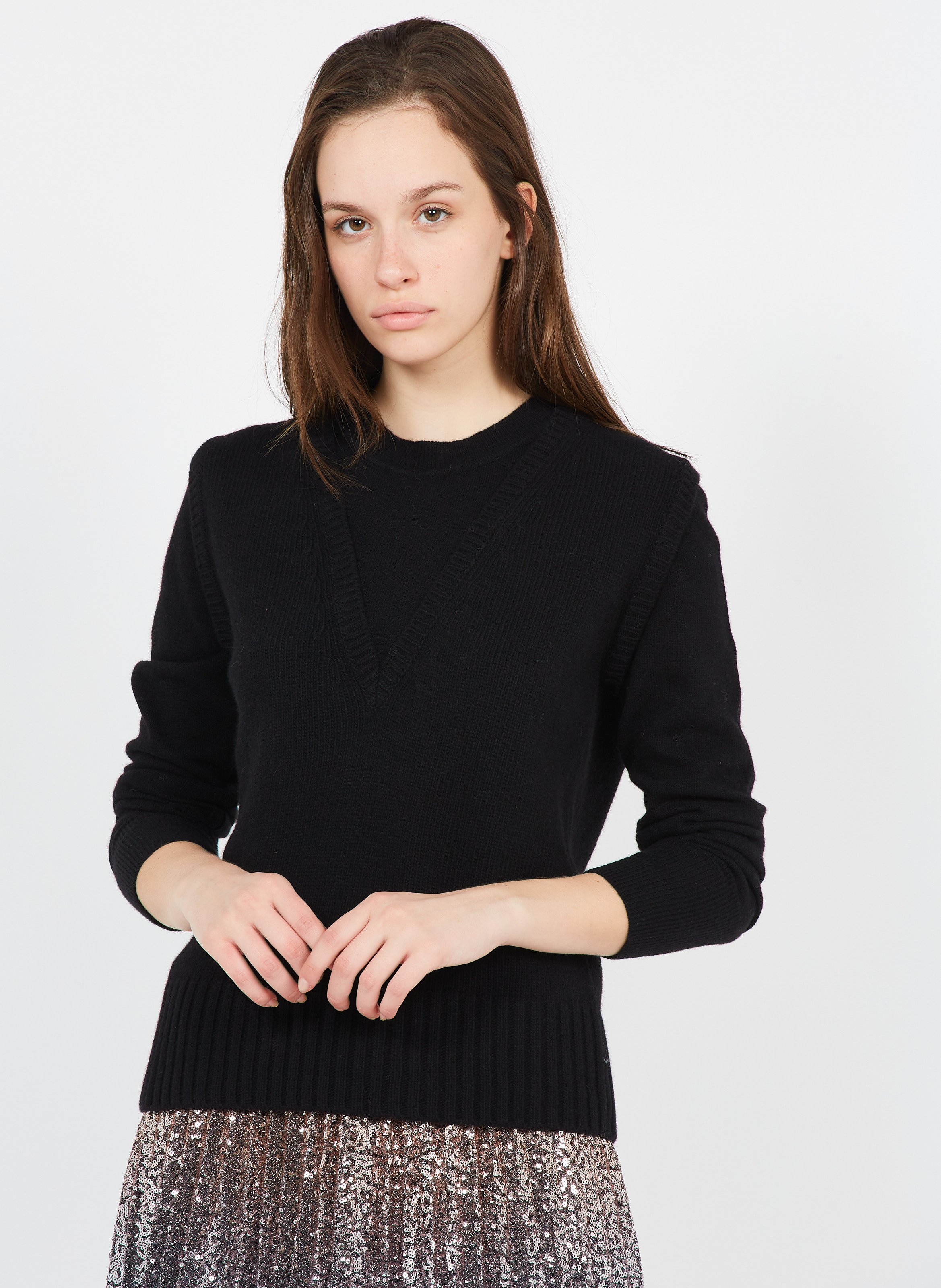 Pull Long Femme Gérard Darel - Laine Noire Avec Strass - Taille 36 (2) - Neuf Sans étiquettes
