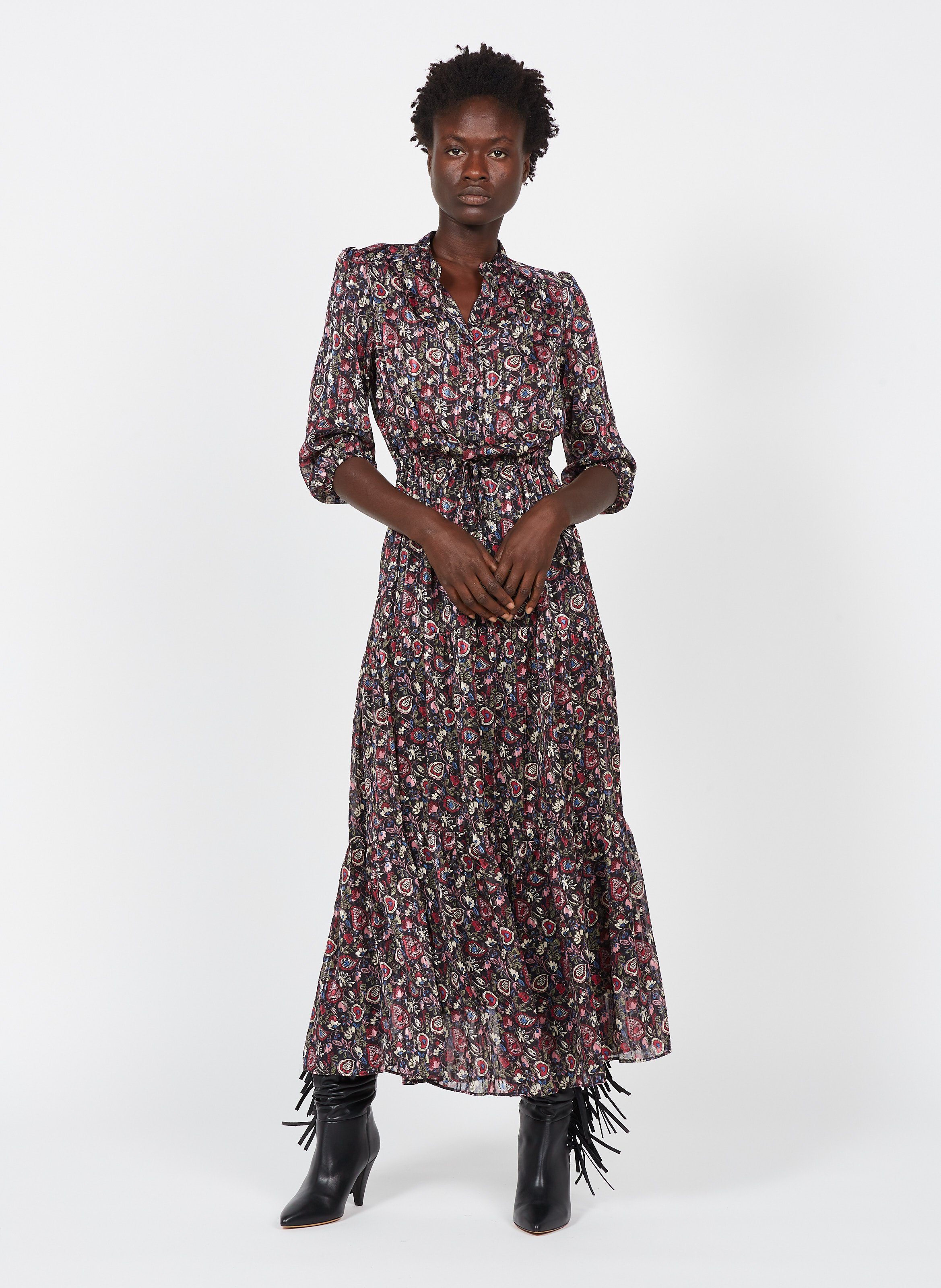 Robe Cocktail Gerard Darel Taille 44 - Bleu, Motif Guipure/dentelle Fleurie, Portée Une Fois, état Proche Du Neuf