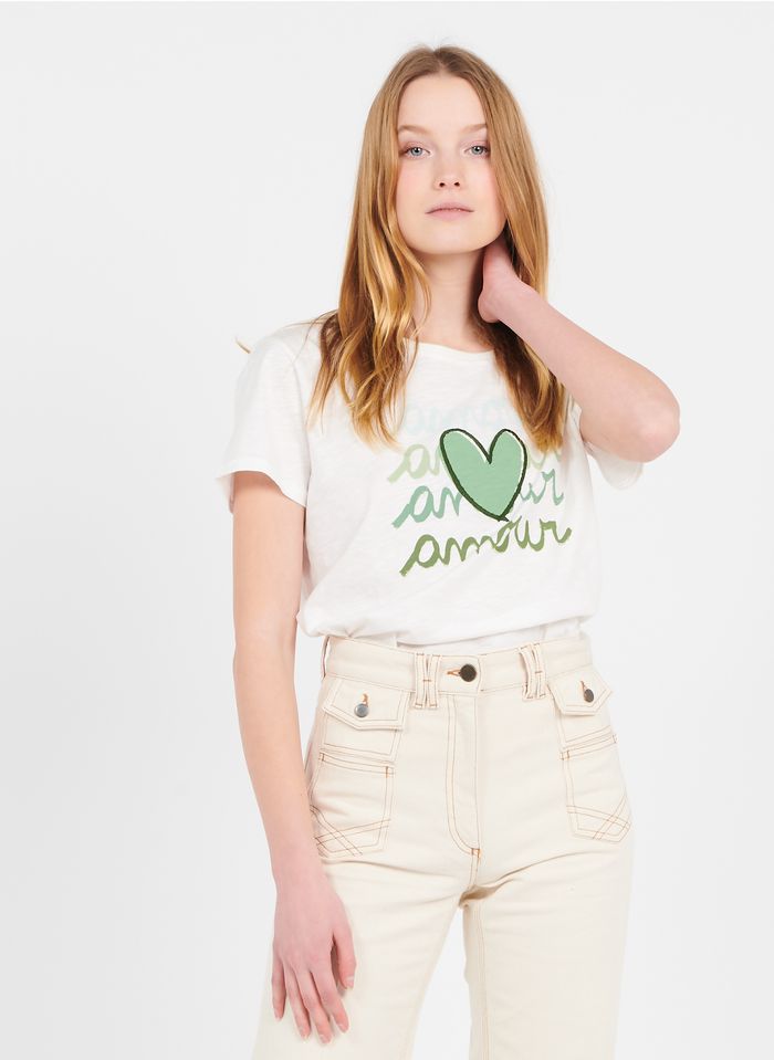 GERARD DAREL Tee-shirt col rond imprimé en coton  | Vert