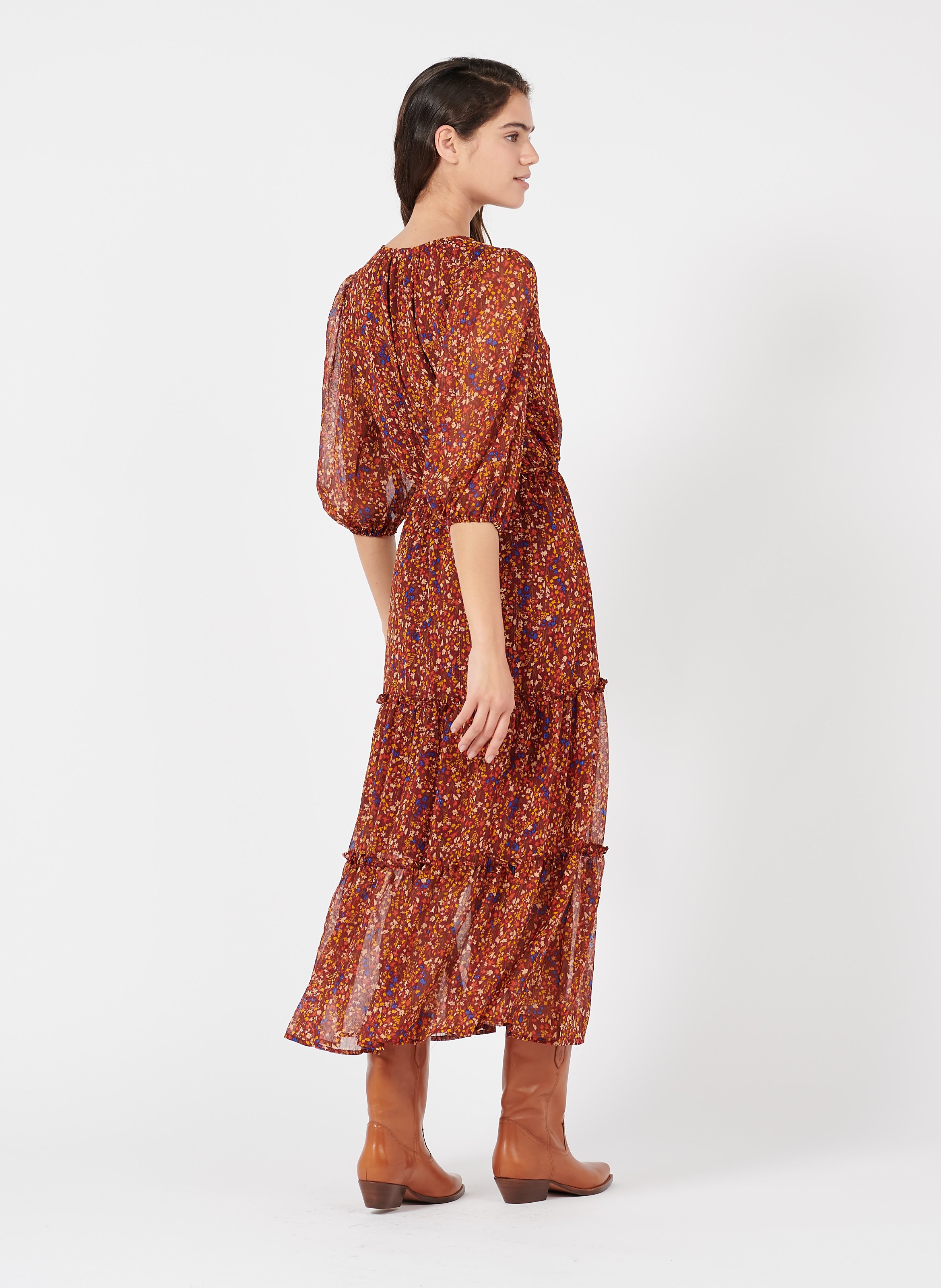 robe fleurie marron