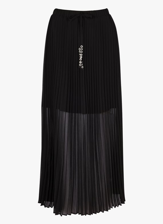 Jupe Longue Plissee En Crepe Noir Ikks Femme BK27955 02 NOIR Place des Tendances Belgique