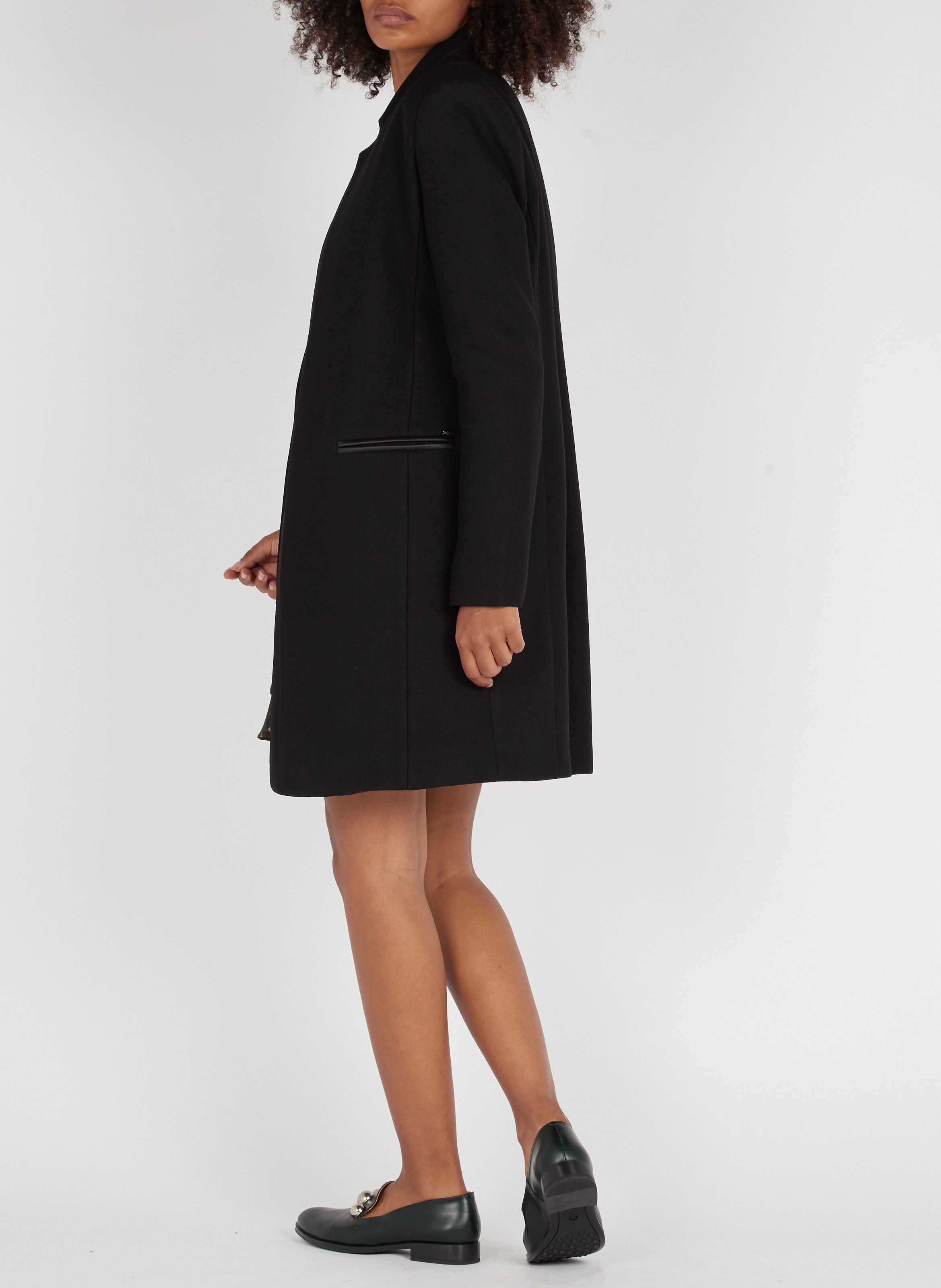 Manteau mi discount long noir femme