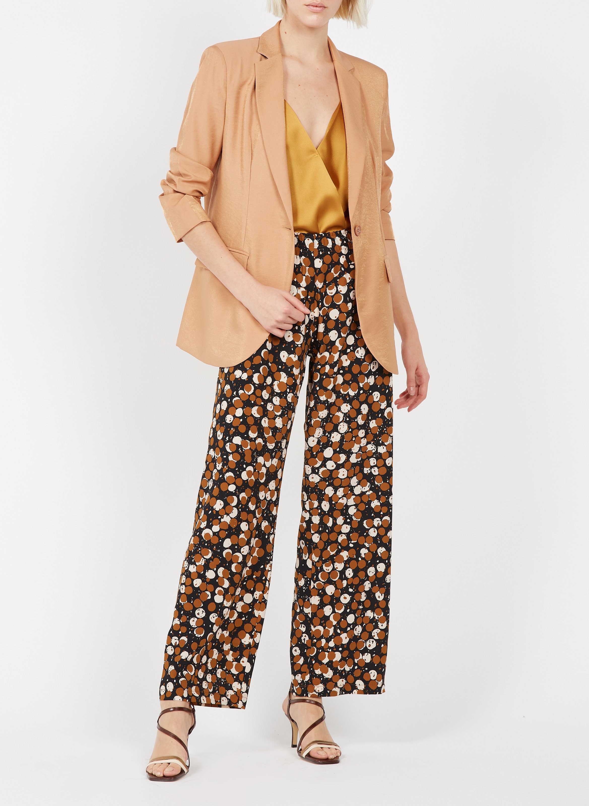 Pantalon Large Fluide Imprimé En Crêpe Nero/beige Imperial - Femme | Place  des Tendances