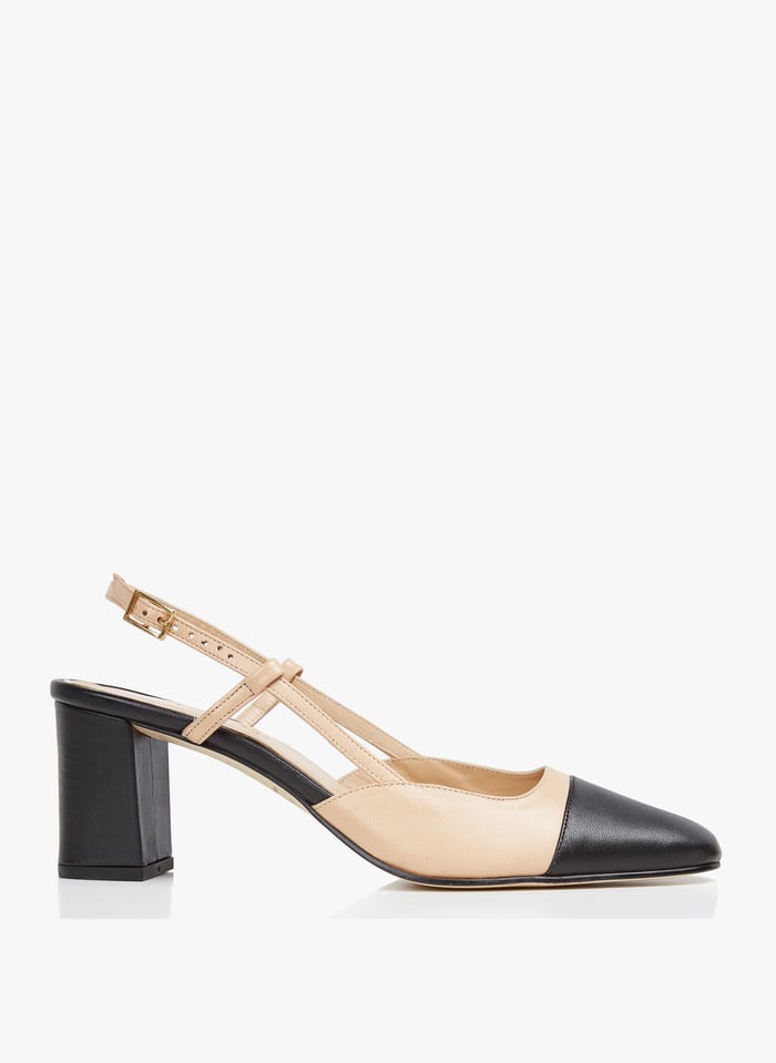 Babies Bicolores Talon En Cuir Dhapop Noir Beige Jonak Femme