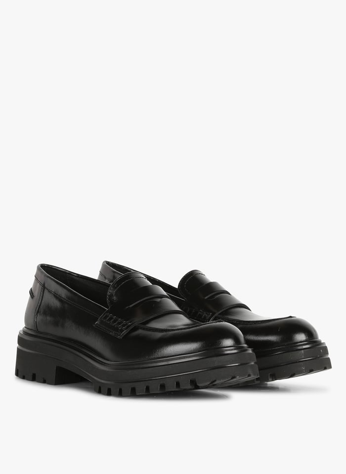 JONAK ALFI Mocassins semelle crant e en cuir Noir