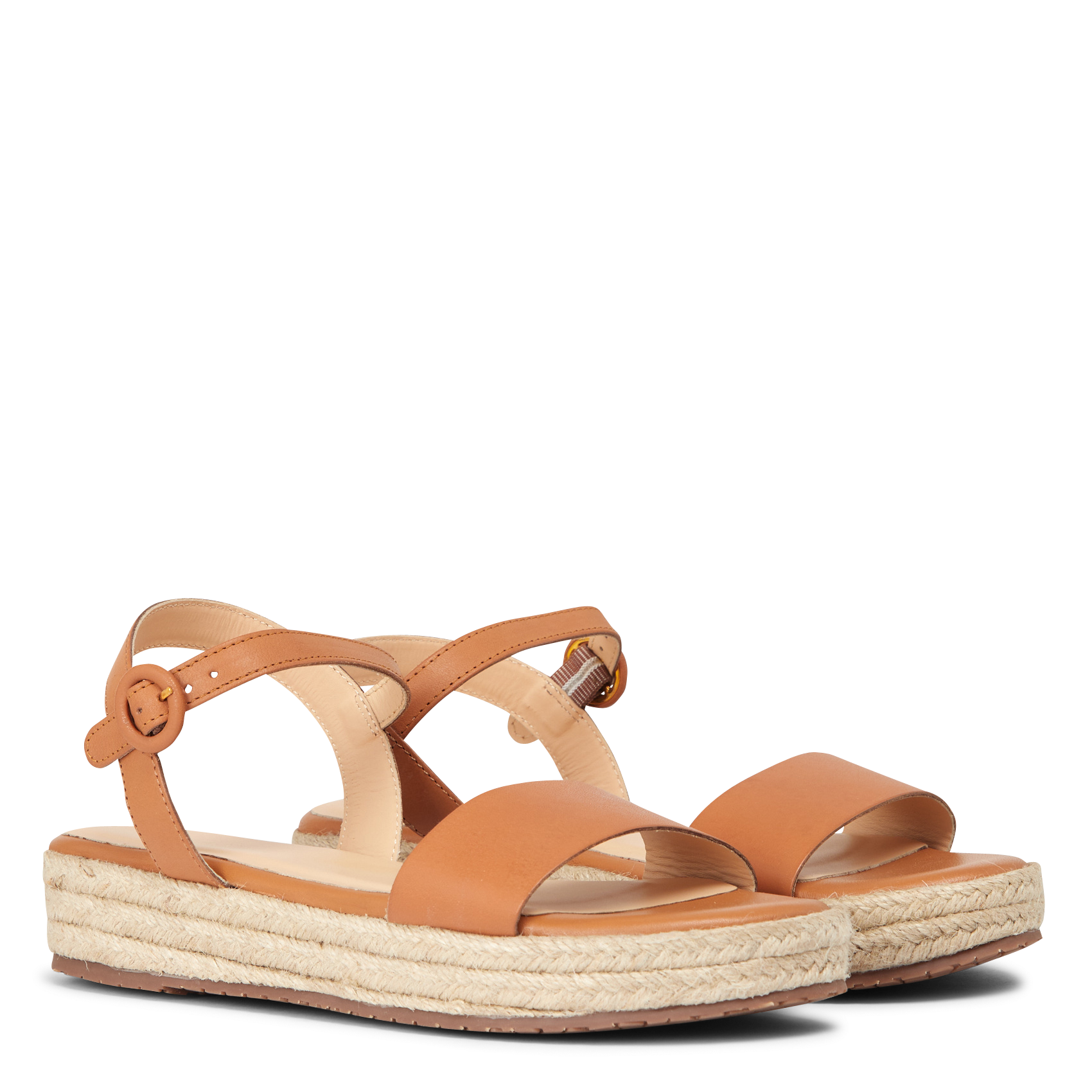 sandales compensées cuir camel