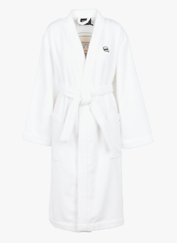 Peignoir Col Ouvert Logo Brode En Coton Bio Melange White Karl Lagerfeld Femme 220W2185 100 WHITE Place des Tendances